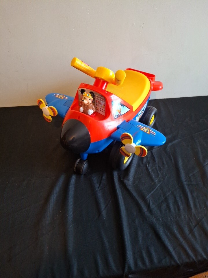 Kiddieland Disney Lights & Sounds Activity Ride-On Mickey Mouse Plane-No Handle