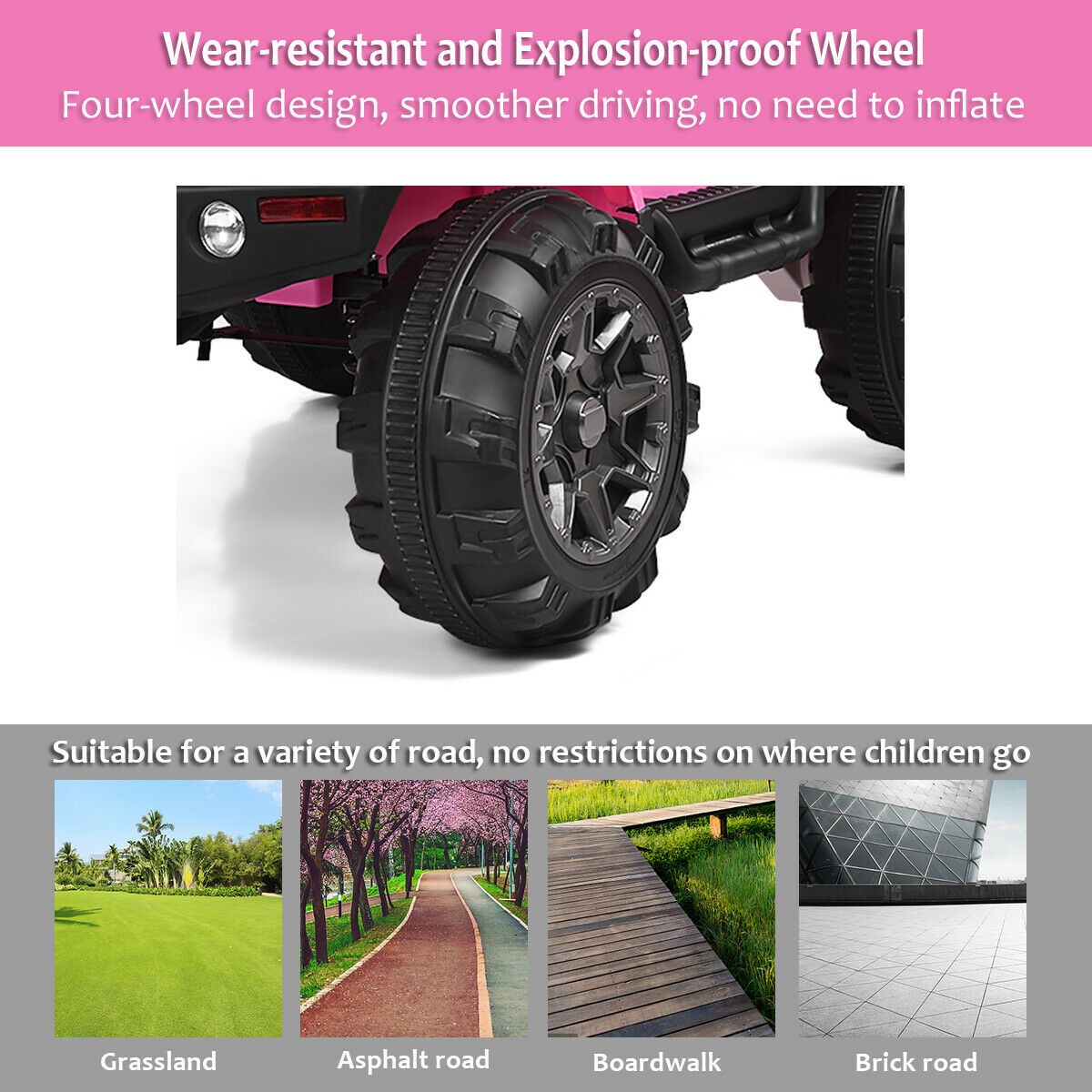 Costway 12V Kids Truck Car w/ Remote MP3 Music LED Lights Gift Toy Pink