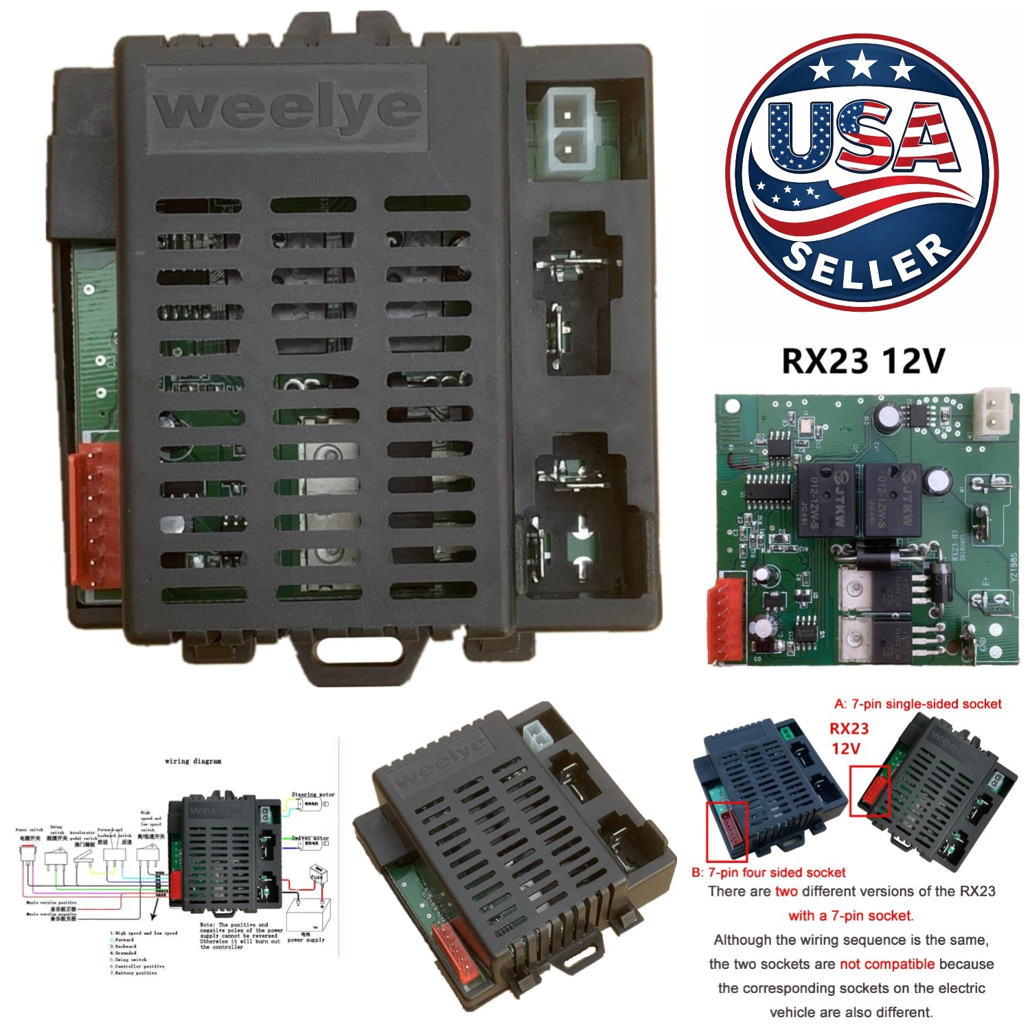 RX23 12V Control Box – Pair with TX1 for Children’s Ride-On Vehicles