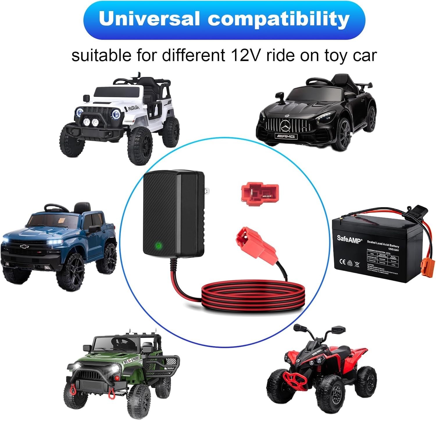 12V Battery Charger for Kids Ride On Toys, 12V Kids Ride On Car Charger for K..