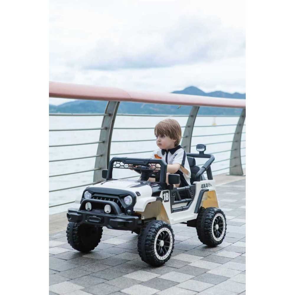 12V Toddler Electric Ride On Car White Green, Remote Control Spring Suspension