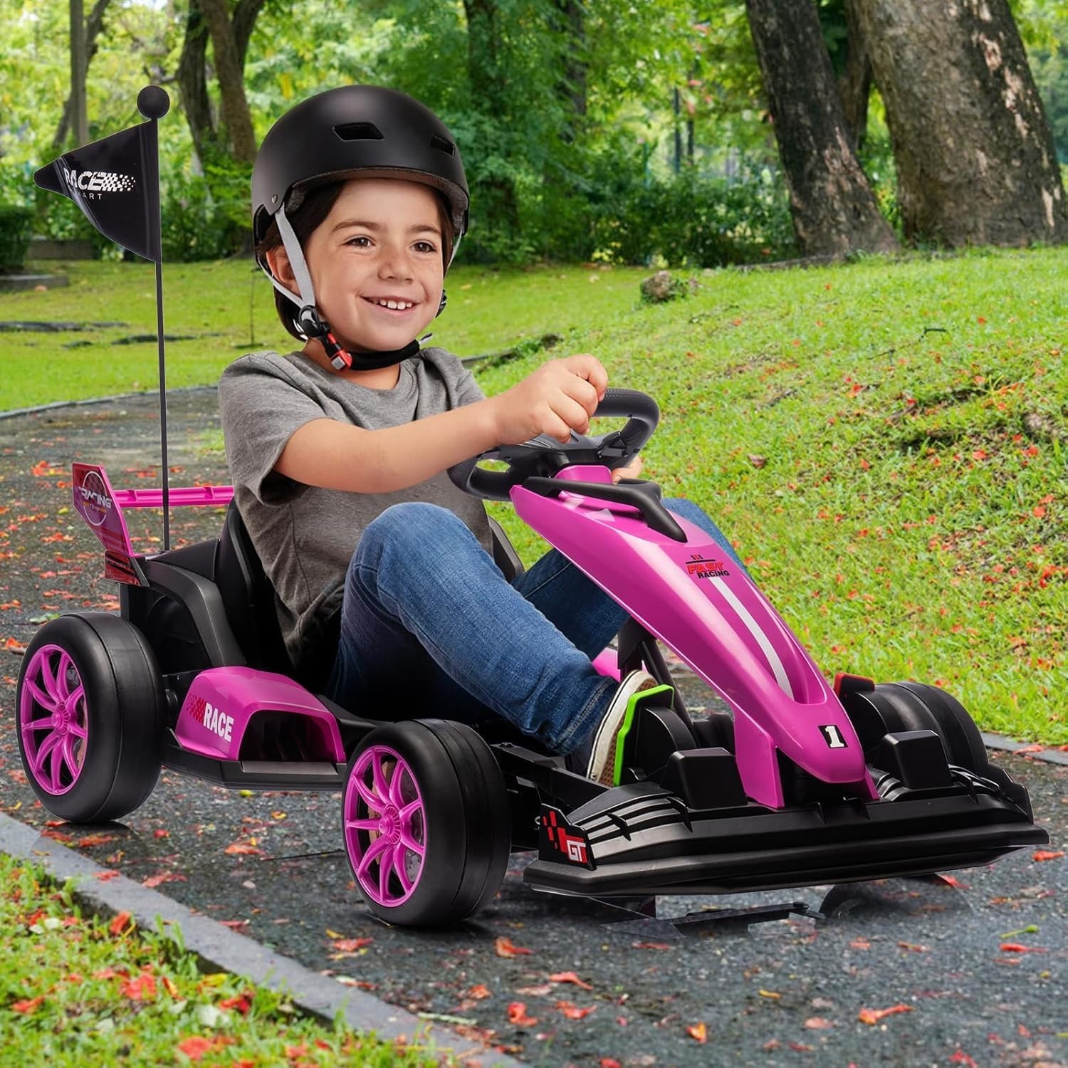 24V Electric Drift Kart 7.5mph Variable High Speed Drifting Ride On Car Race Toy