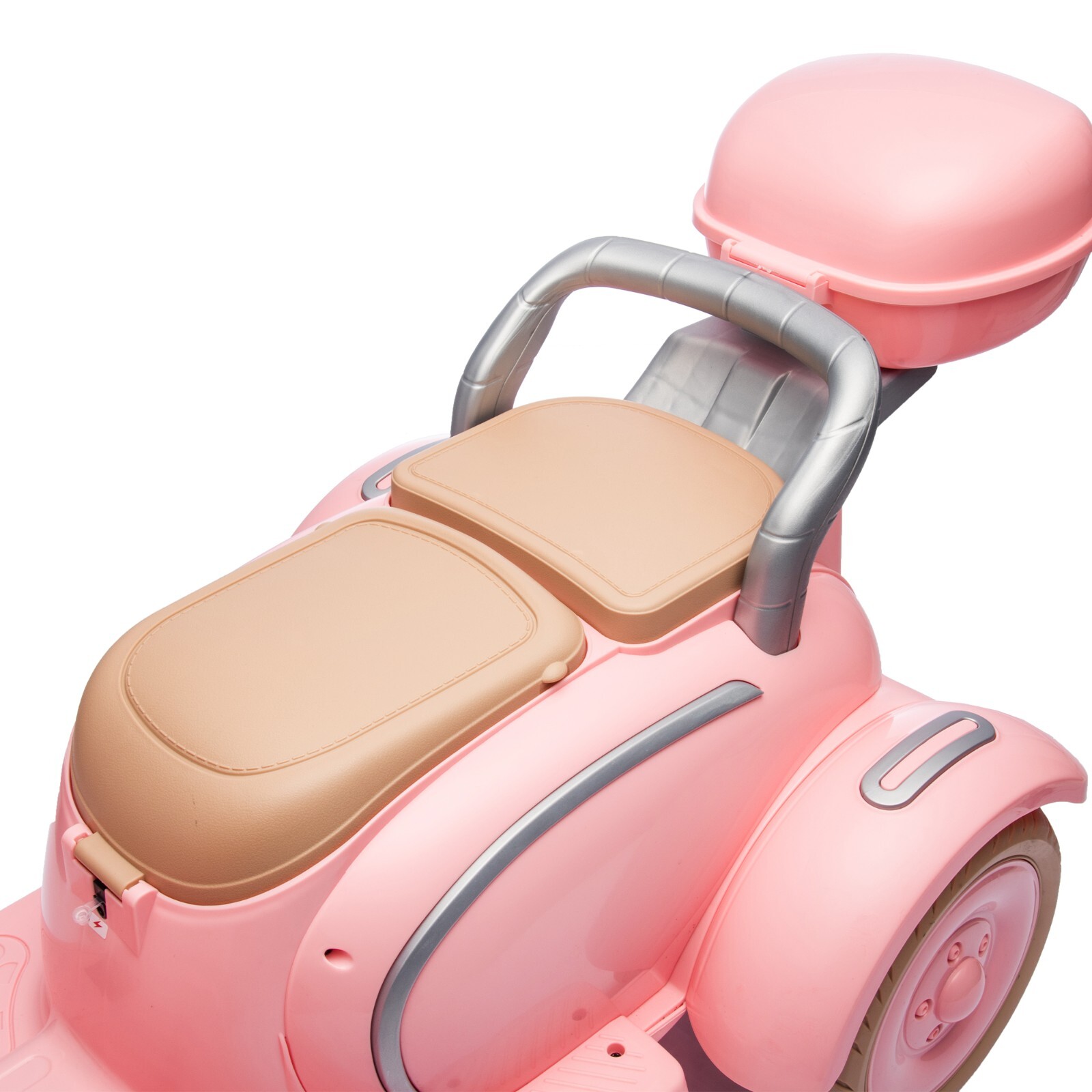 Kids 2-Seater Ride-On Motorcycle 12V with 2 Motors – 3-Wheel, USB, for 3-6, Pink