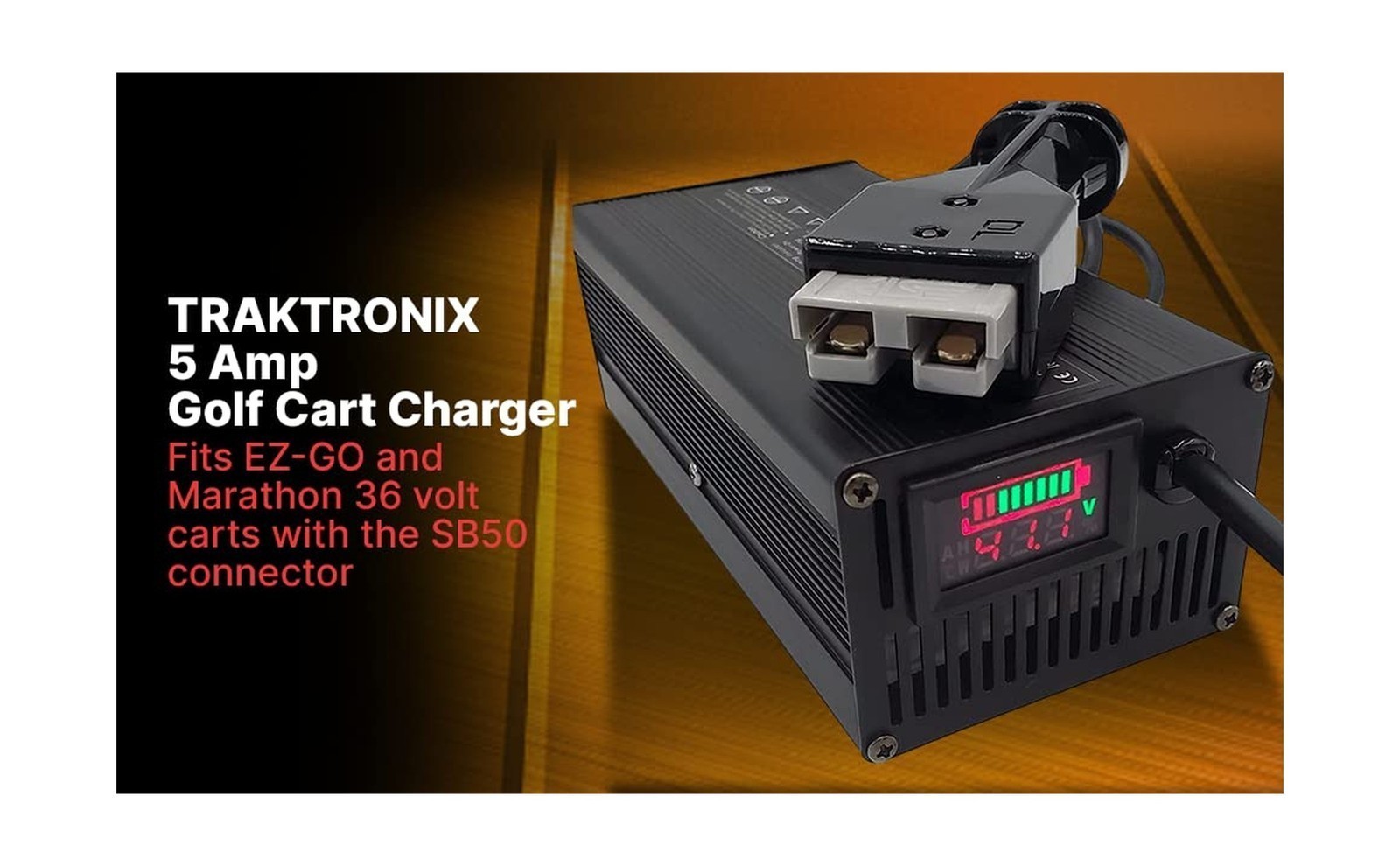 36V Golf Cart Battery Charger – Fit EZGO Marathon, w/ SB50 Connector, Digital