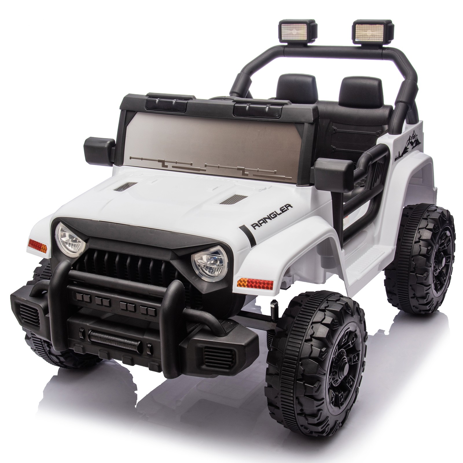 12V Kids Ride On Car Dual Drive 4 wheel With Bluetooth USB for Kids 2-4 White