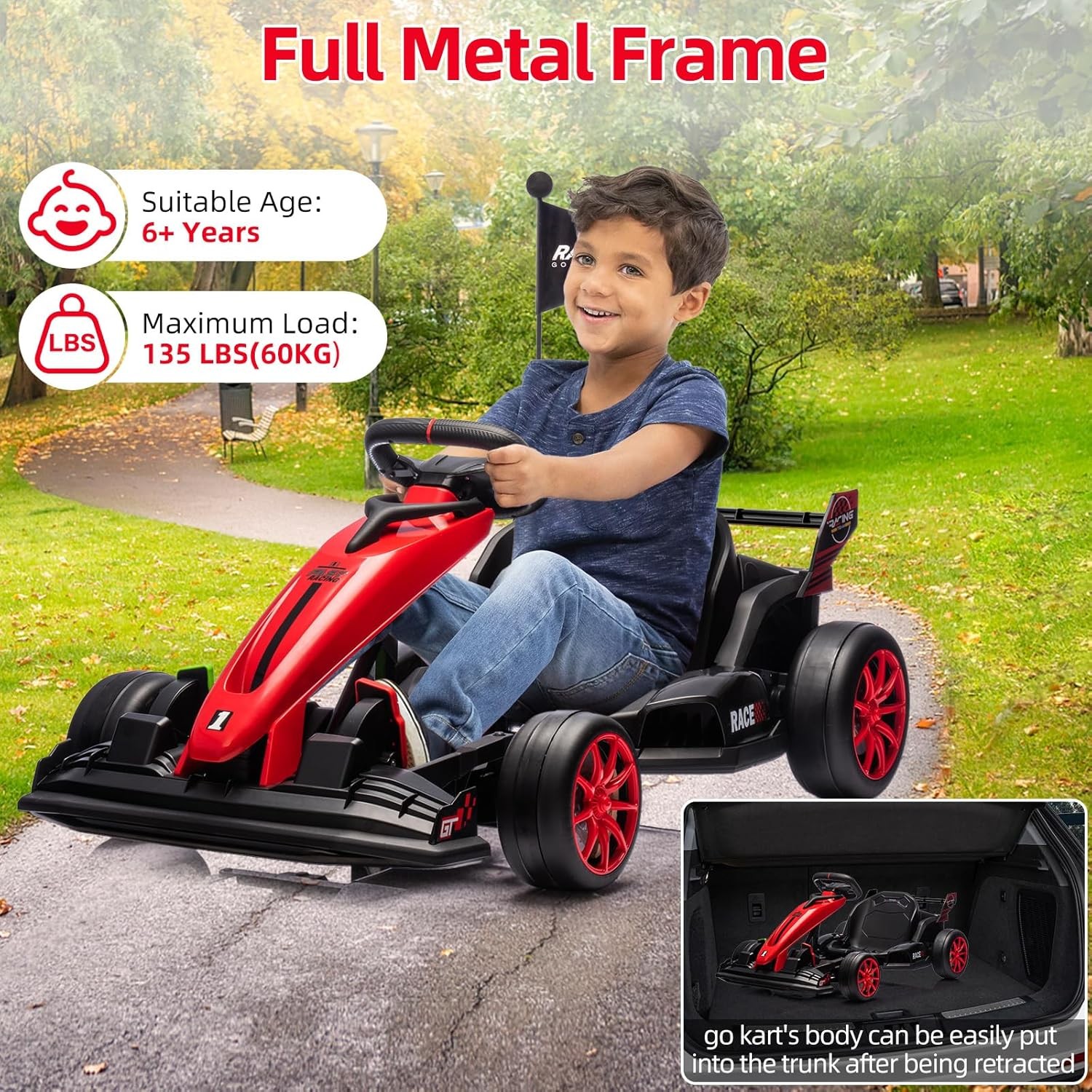 24V Kids Go Kart 8MPH High Speed Drifting Toys Ride on Drift Car for 6+ Years