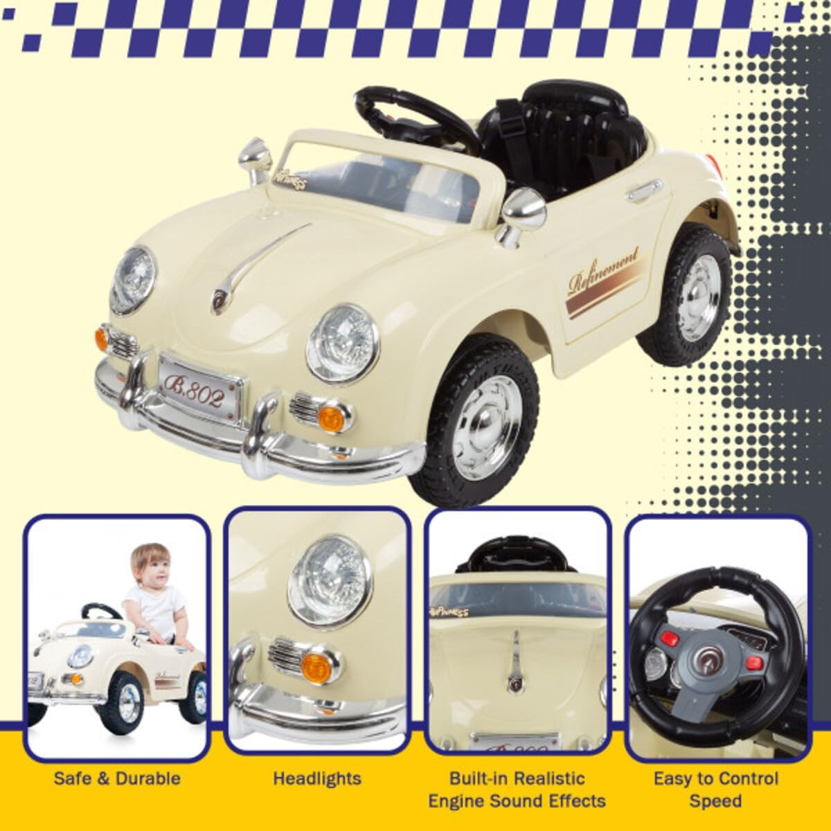 Kids Ride on Car with Remote – Classic Toddler Car for Kids Ages 3-6 – 6V Batter