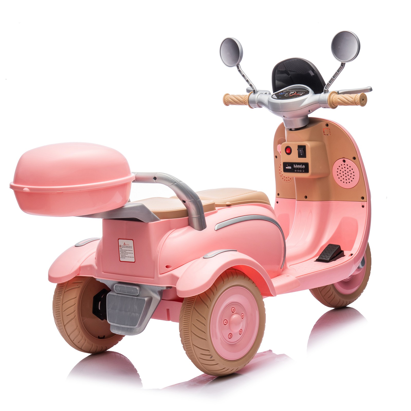 12V 2 Seater Kids Ride on ElecMotorcycle w/ Music Bluetooth LED & Large Trunk