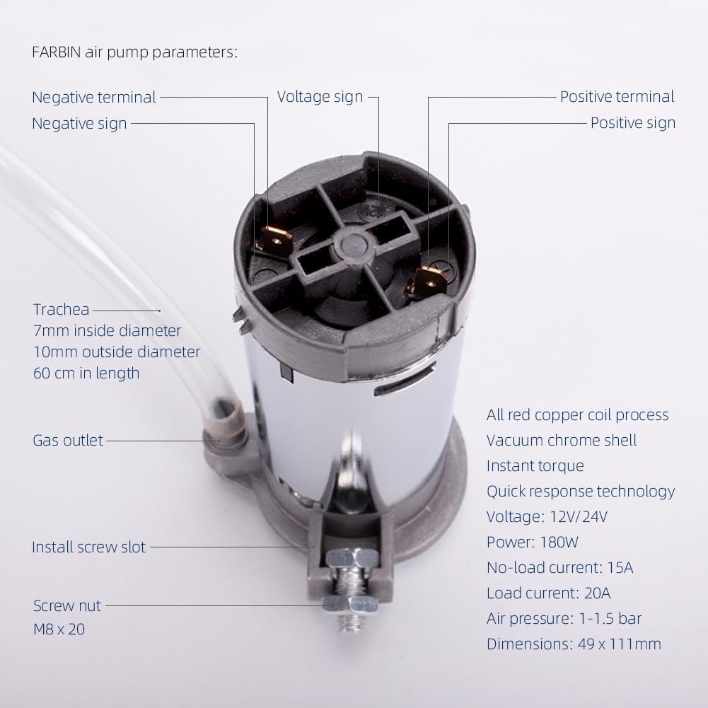 Mini Air Compressor 24V for Air Horns, Super Loud Trumpet Replacement Air Pum…