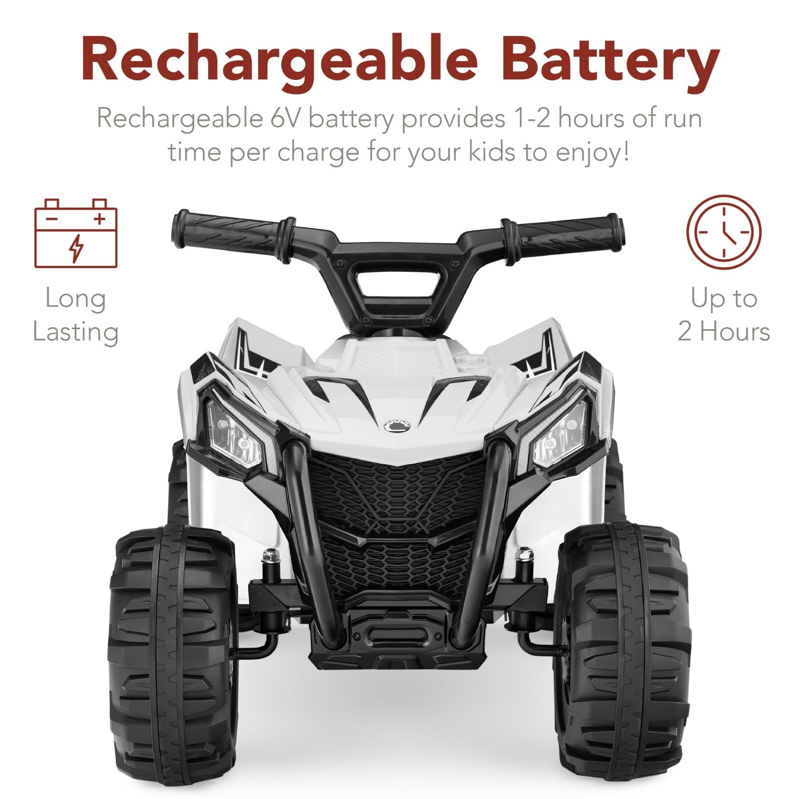 6V Kids Ride On ATV Quad 4-Wheeler Toy Car, 1.8MPH, Treaded Tires, Rubber Handle