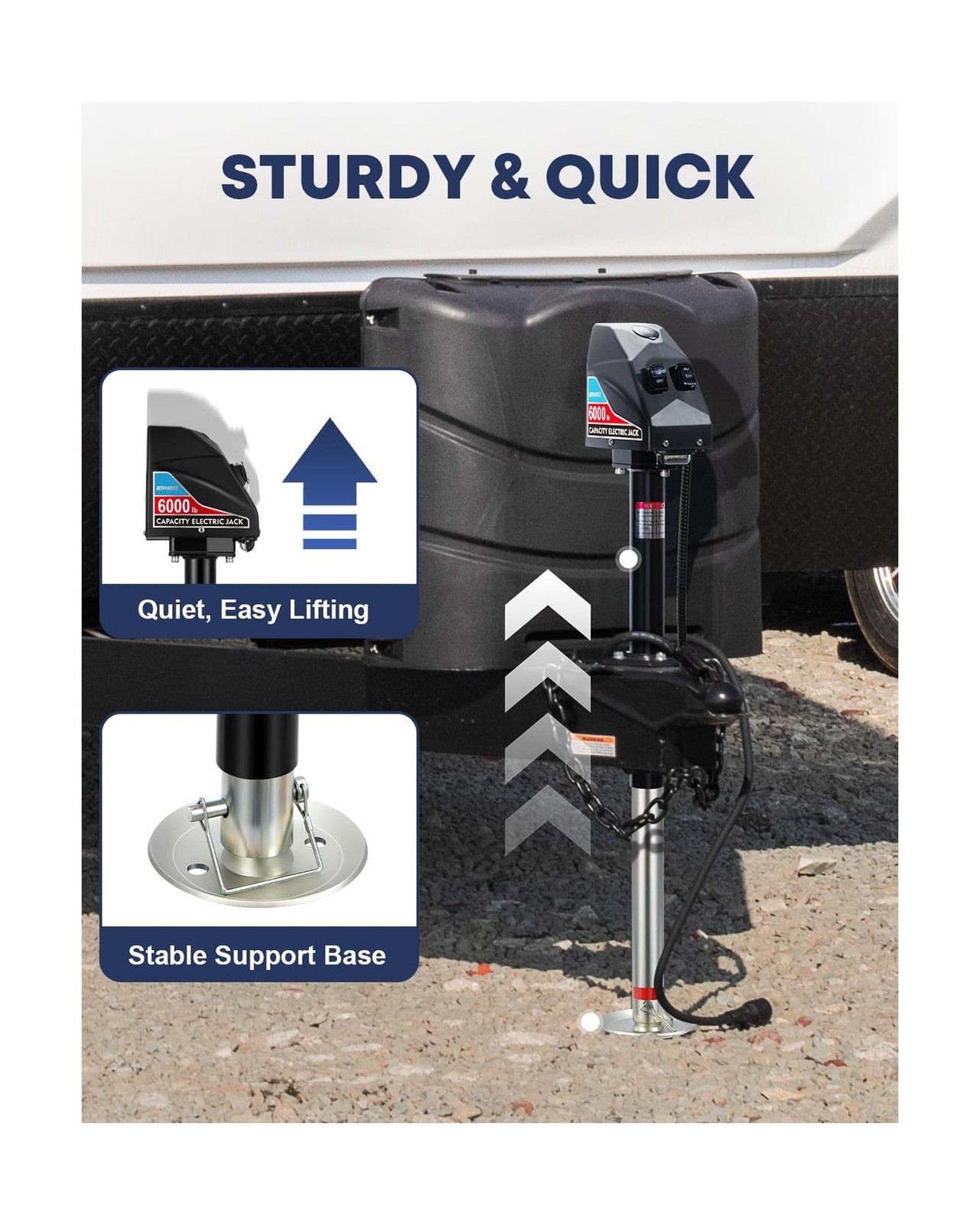 Kohree Electric Trailer Jack 6000 lbs with 7-Way Connector, Heavy Duty RV Ele…
