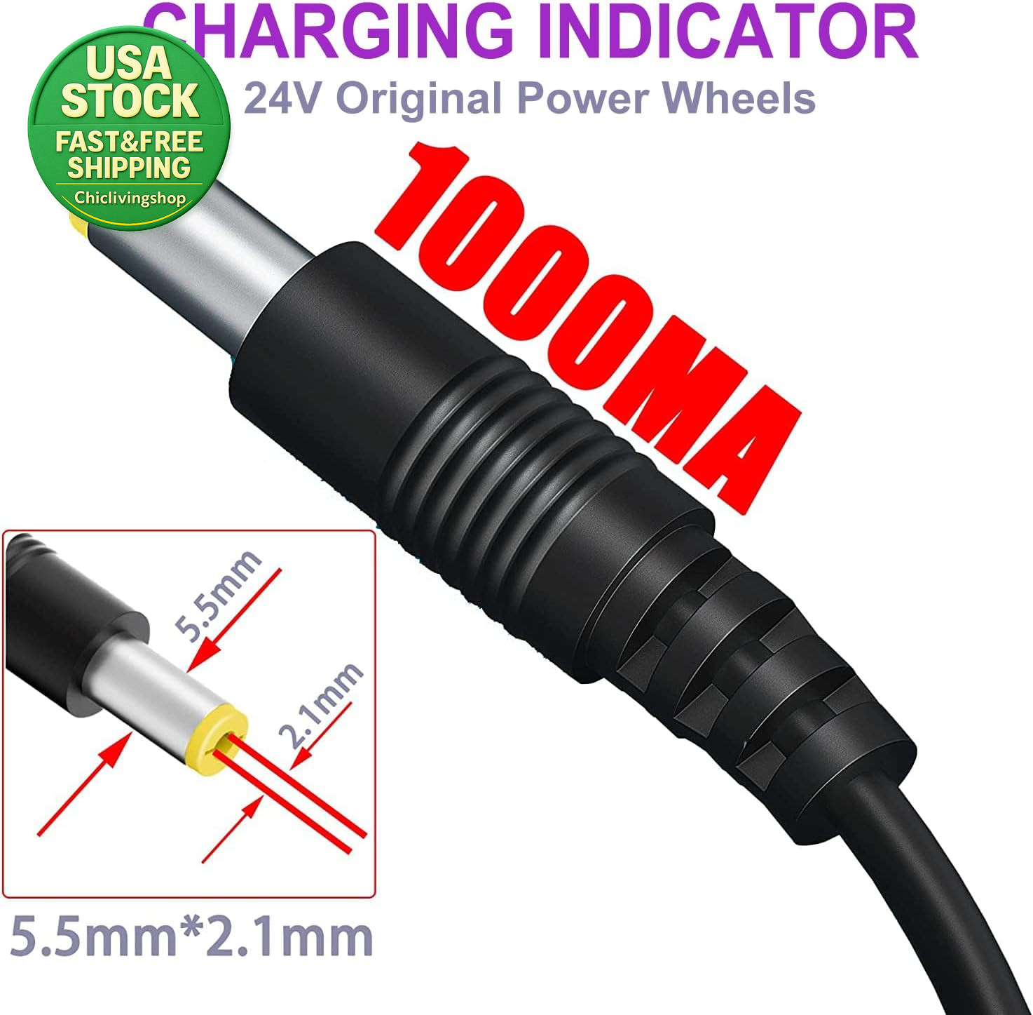 24V Battery Charger for Kids Ride on Cars Suvs Atvs Kid Trax Dynacraft Jeep