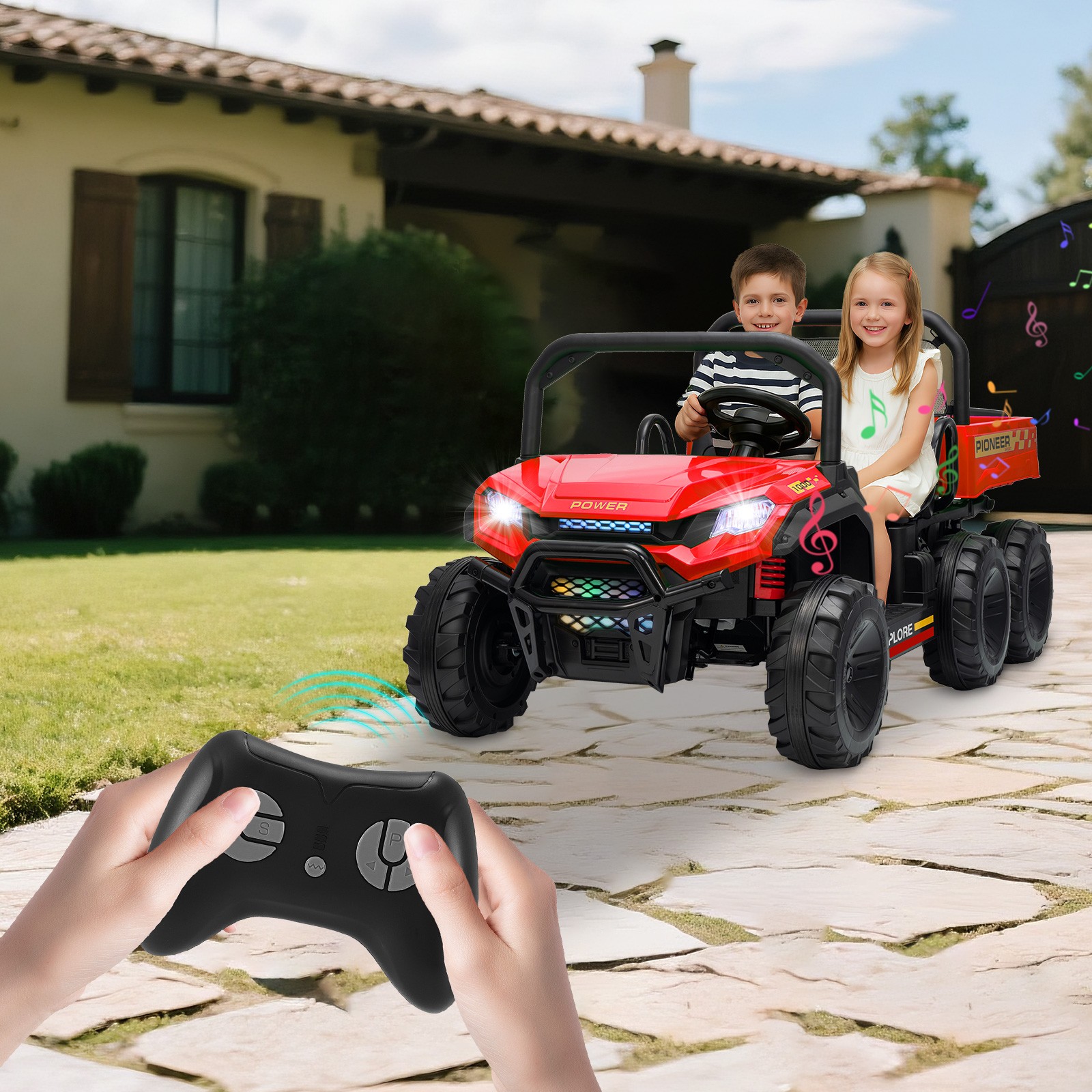 24V Kids 2 Seater Ride on Car Electric Dump Truck 4WD Off-road UTV w/Remote MP3