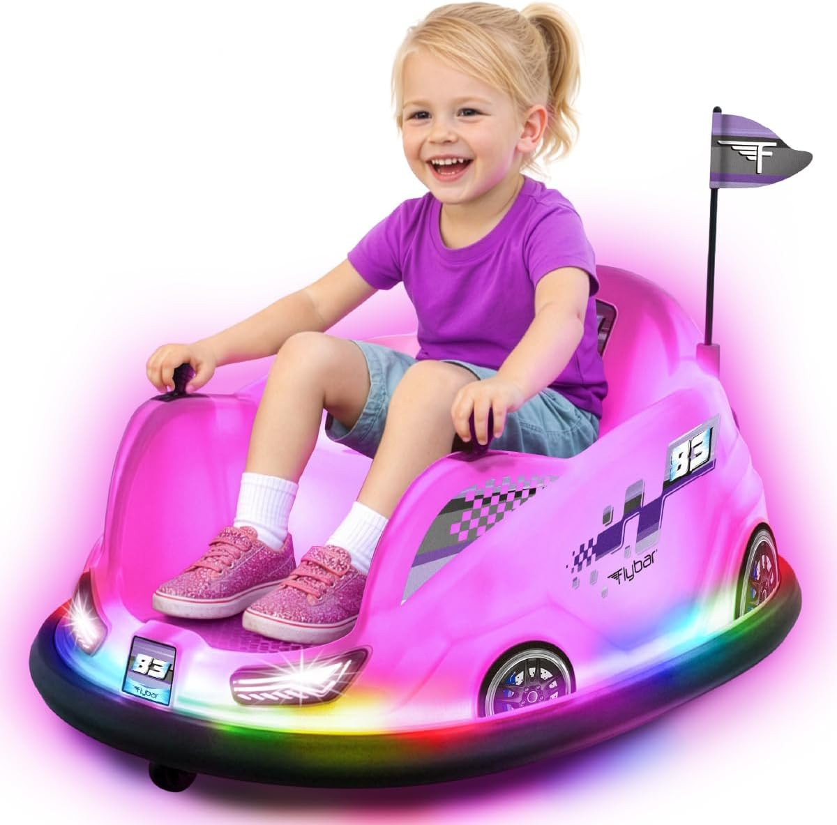 12V Glow Bumper Car Ride on Toy – Indoor/Outdoor Toys, Toddler Toys, Bumper Cars