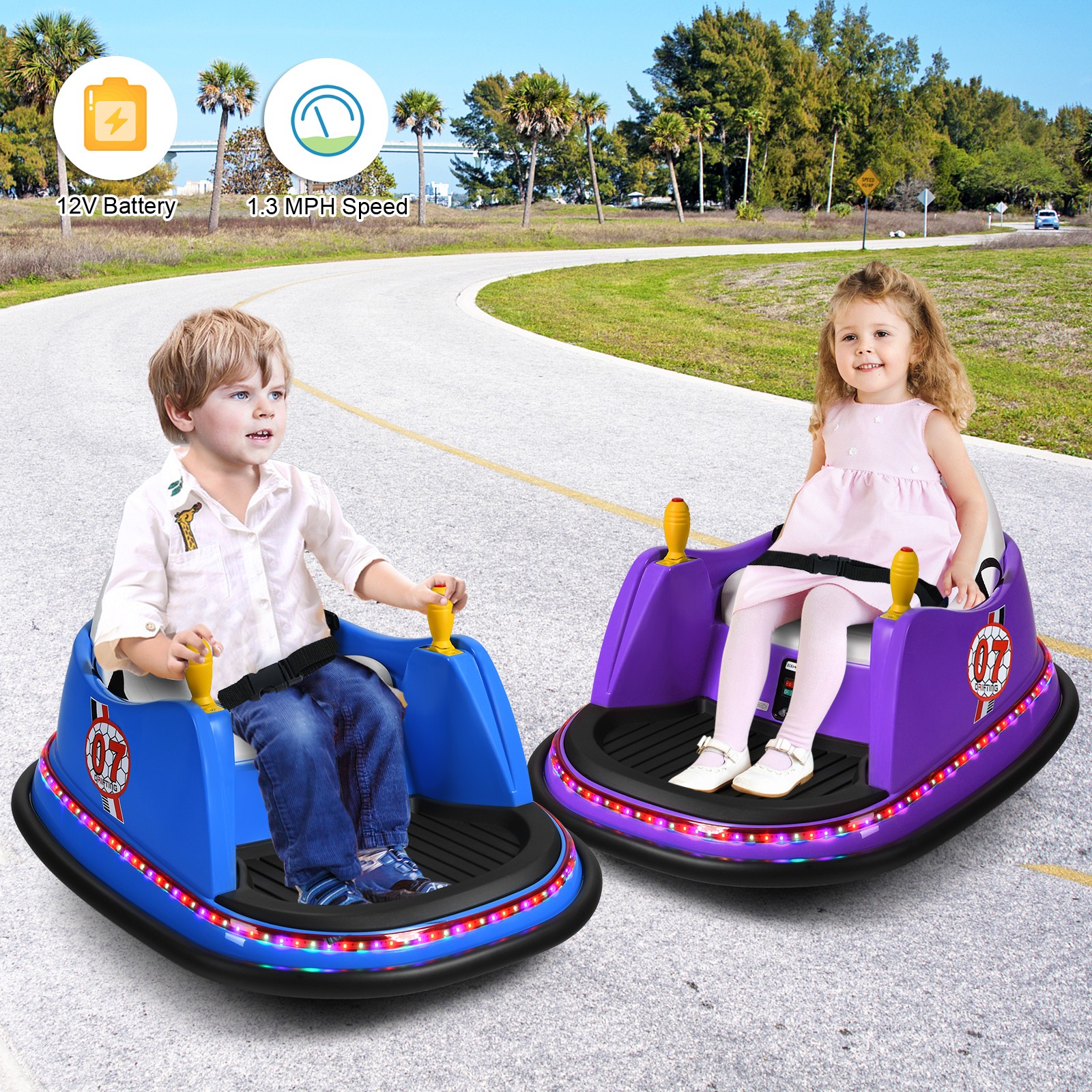 12V Vehicle 360° Spin Race Toy Kids Ride On Bumper Car w/ Remote Control Blue