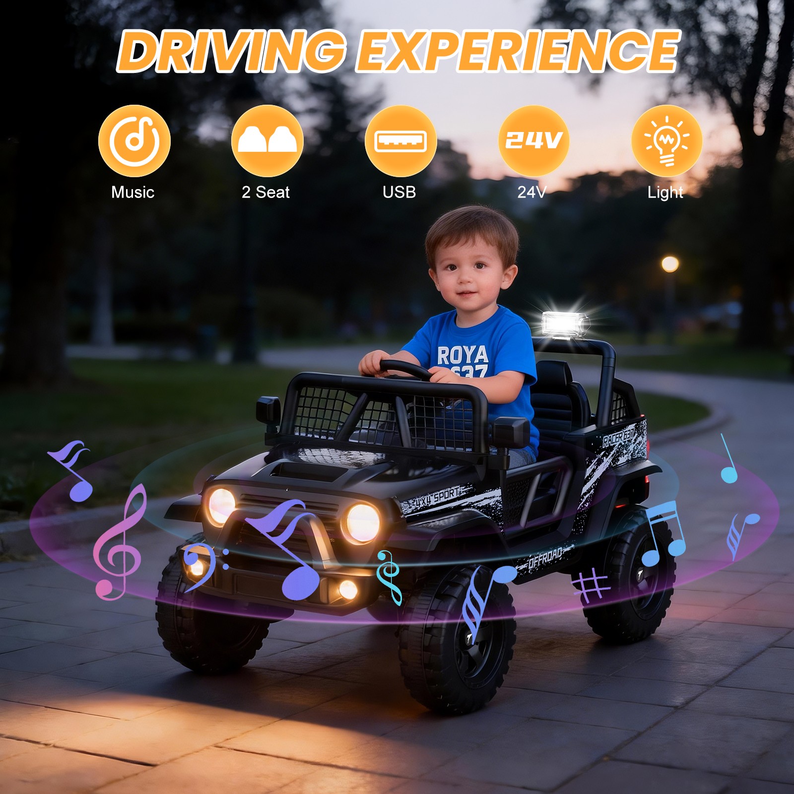 24V Kids Ride on Car 2 Seater Electric Truck Off-Road w/ Remote Control Toy Gift