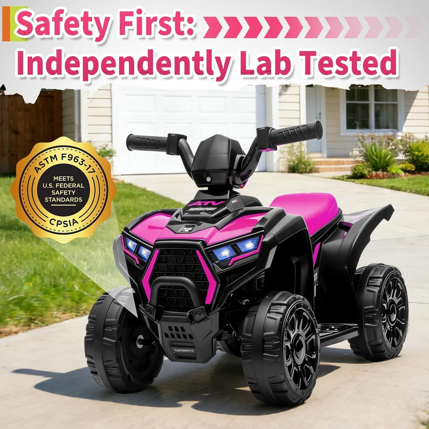 Ride on Car for Kids Electric 4 Wheeler ATV Toy w/ 3.5mph Max Speed for Toddler