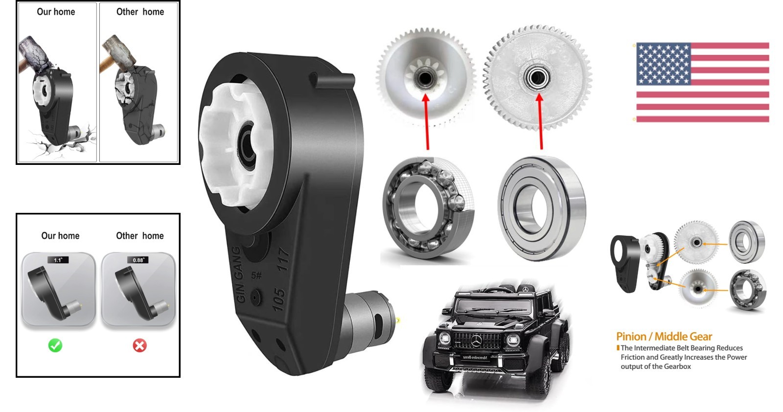 12V 550 High-Speed Motor Gearbox 40000 RPM for Kids Ride-On Toy Upgrade