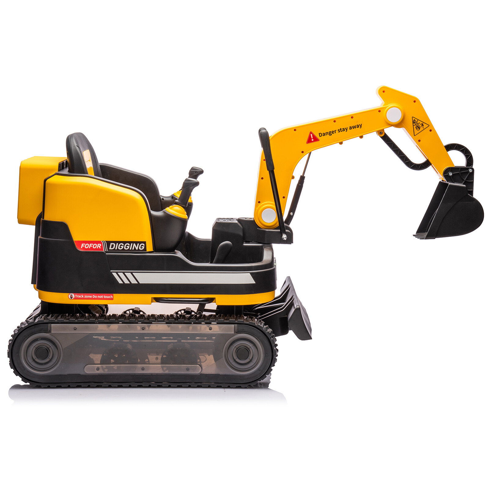 2in1 12V 360° Kids Yellow Ride on Excavator Traxcavator Toys with RC