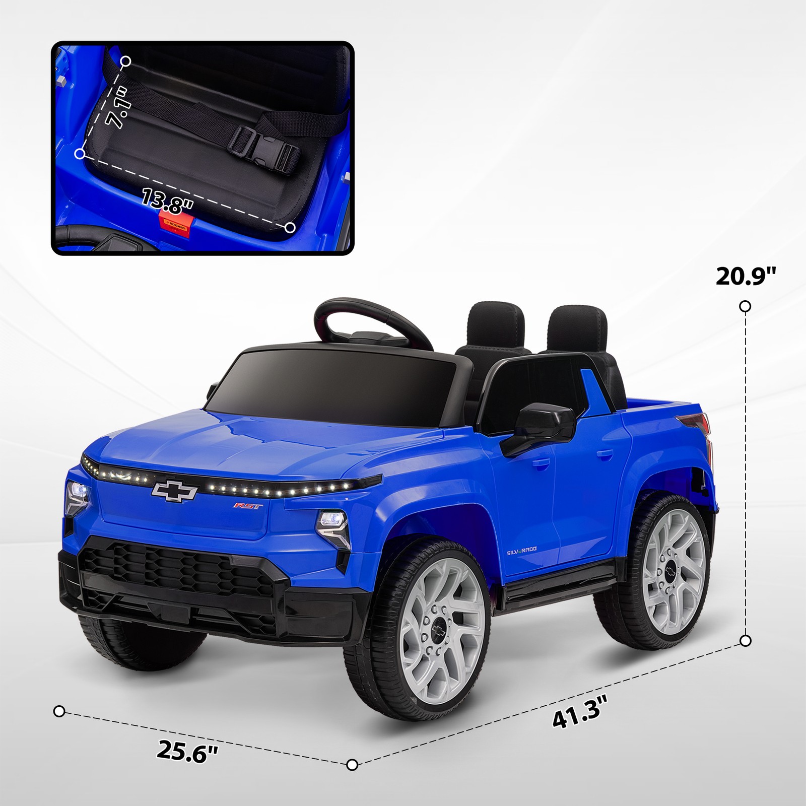 12V Chevrolet Silverado EV RST Licensed Kids Electric Car, Blue
