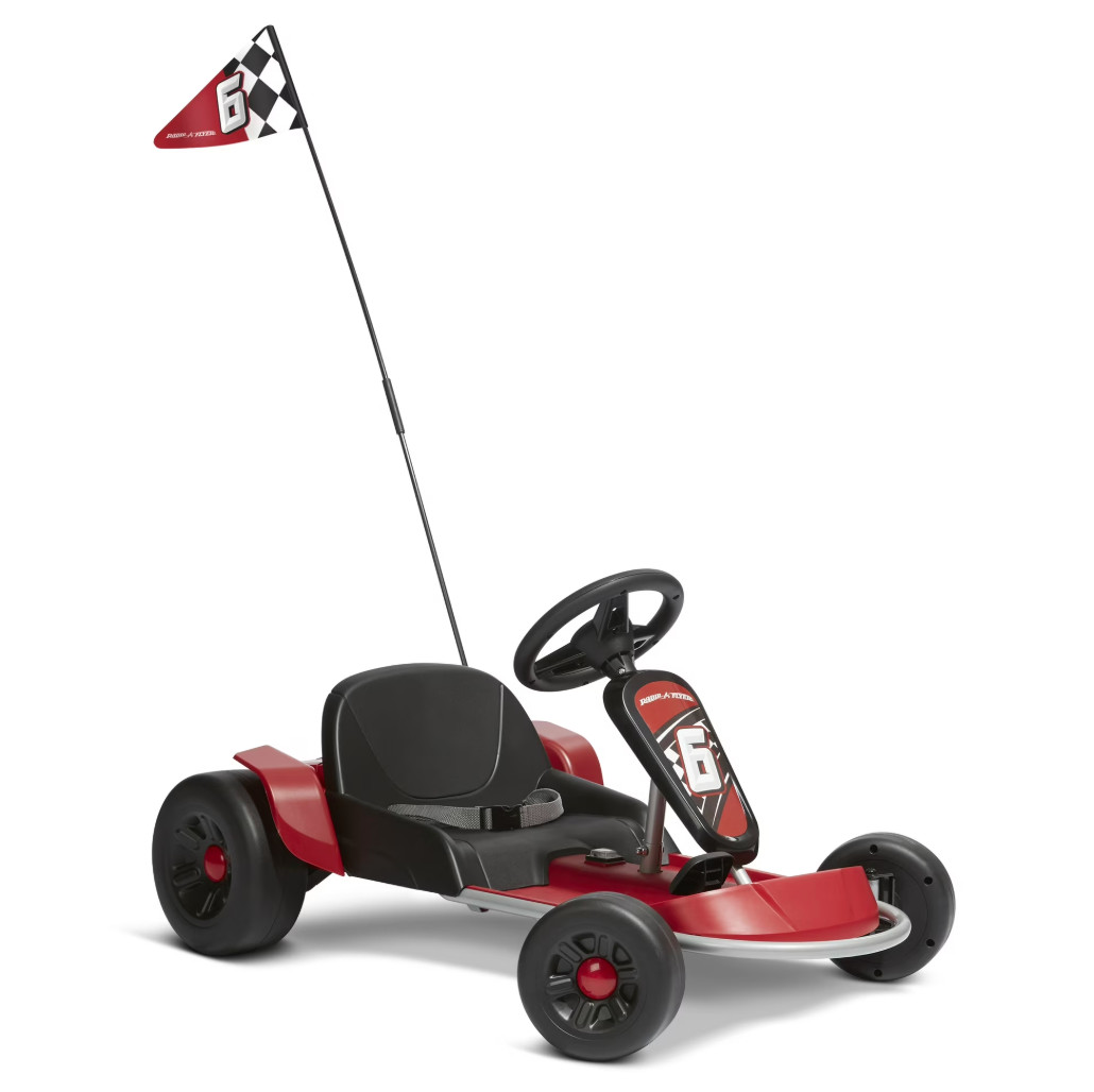 Radio Flyer 12V Turbo Go-Kart Kids Battery Powered Ride-On Toy Racing Car