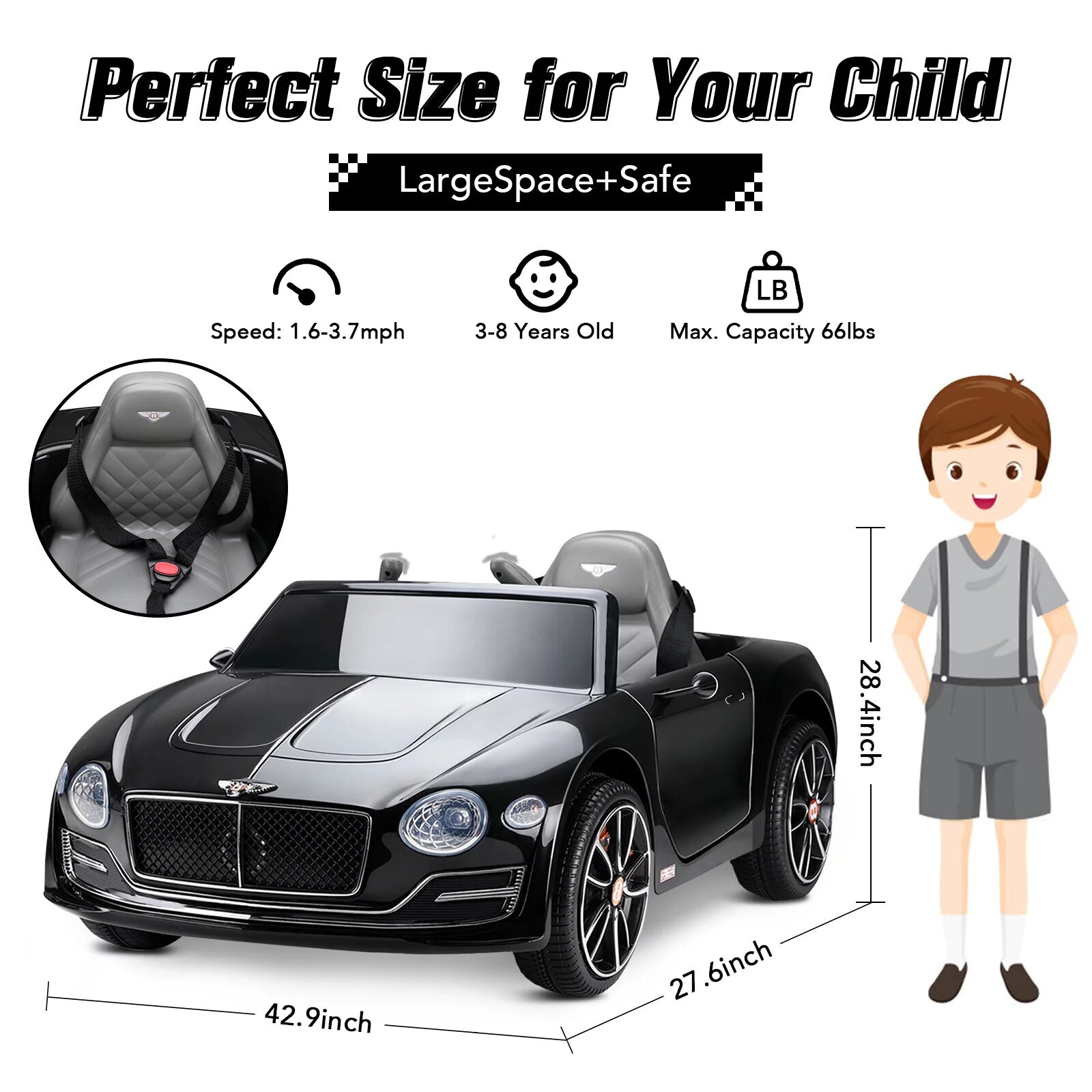 12V Licensed Bentley Kids Ride On Car Kids Gift Electric Toy w/ Remote Control
