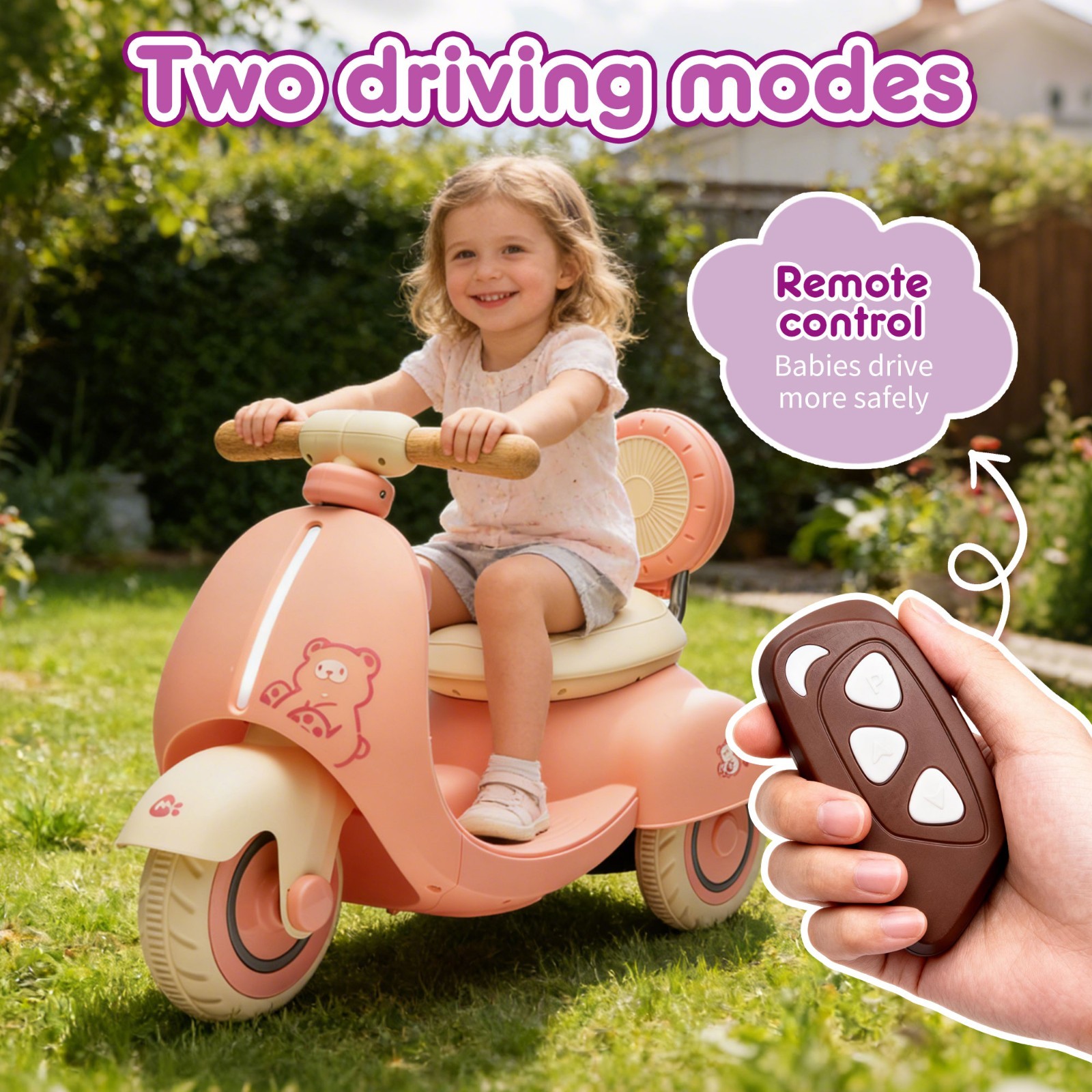 12V Kids Ride On Electric Motorcycle w/Remote, 3-Wheel Scooter for Toddler 1-3