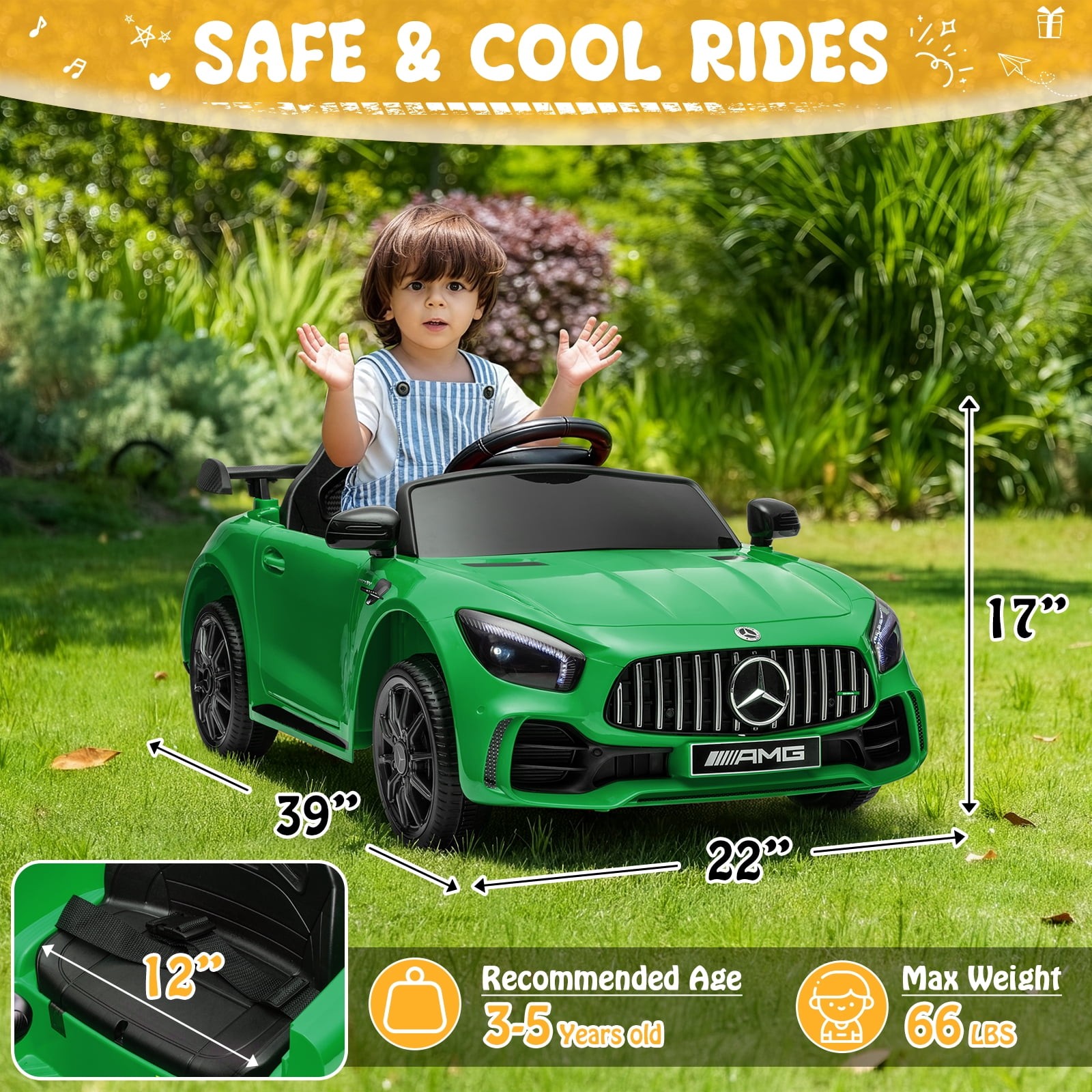 12V Licensed Mercedes-Benz Electric Ride on Cars Toys for Kids, Power Wheels …