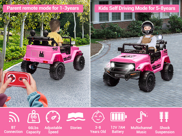 Electric Vehicle 2 Seater Toy 12V Kids Ride On Car Truck Jeep w/ Remote Control
