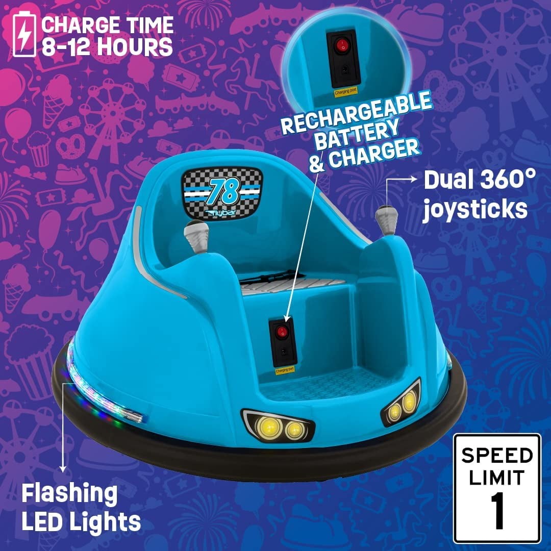 Funpark 6V Bumper Car for Toddlers, 360° Spin, LED Lights, Ages 1.5-4 Years