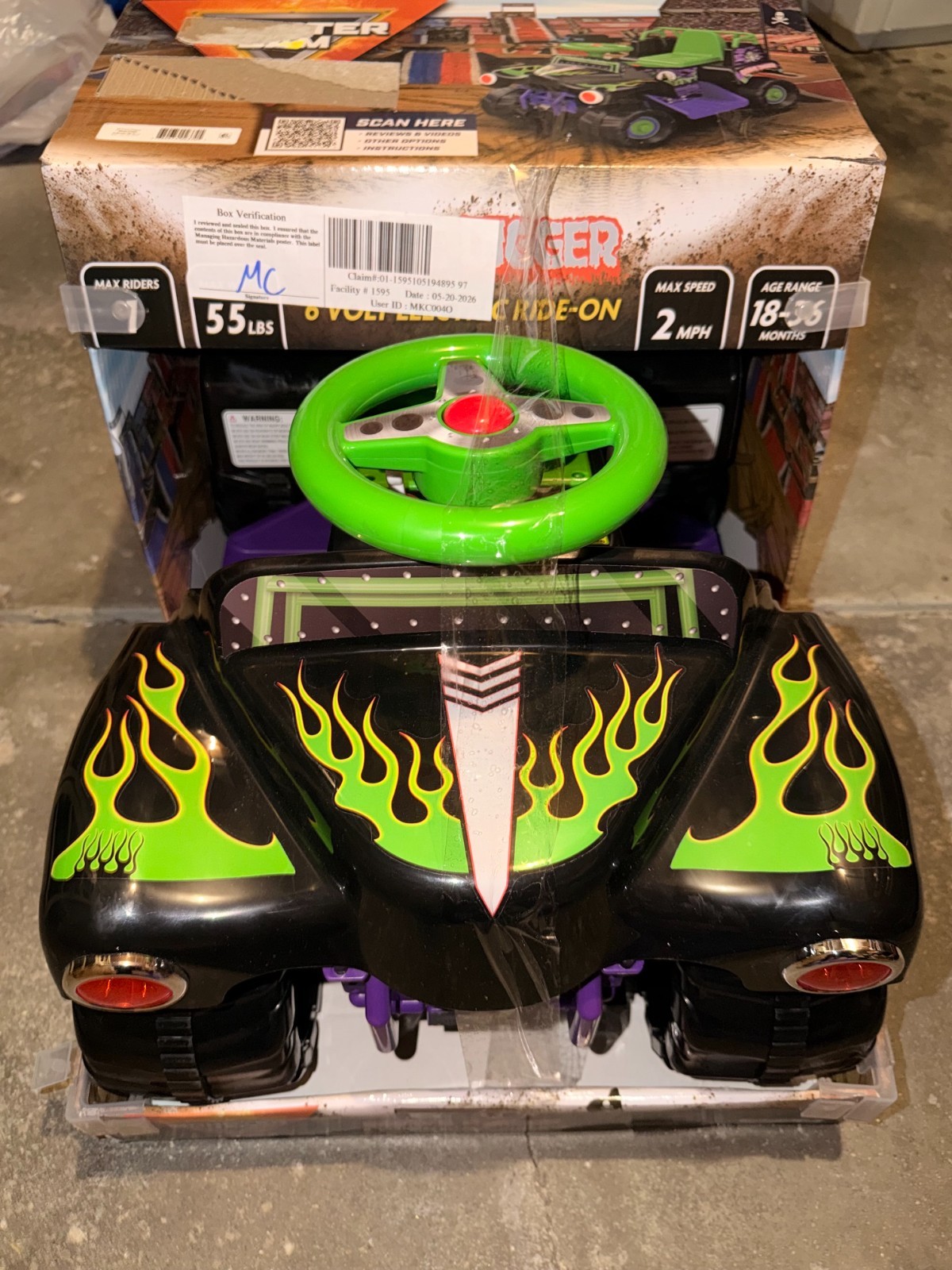 Grave Digger Monster Truck 6V Battery-Powered Vehicle w/Sound Effects, Ages 1.5+