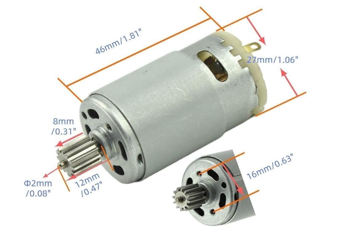2PCS 12V RS390 Electric Motor 20000RPM with 12 Gear Teeth for Toy Car Accessory