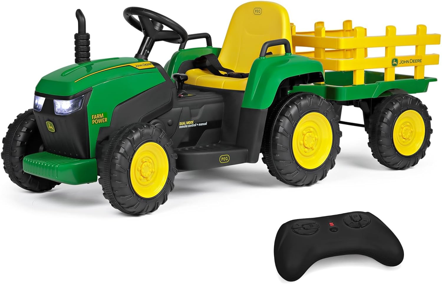 John Deere Farm Power 12 Volt Ride-On Tractor and Trailer with Remote Control