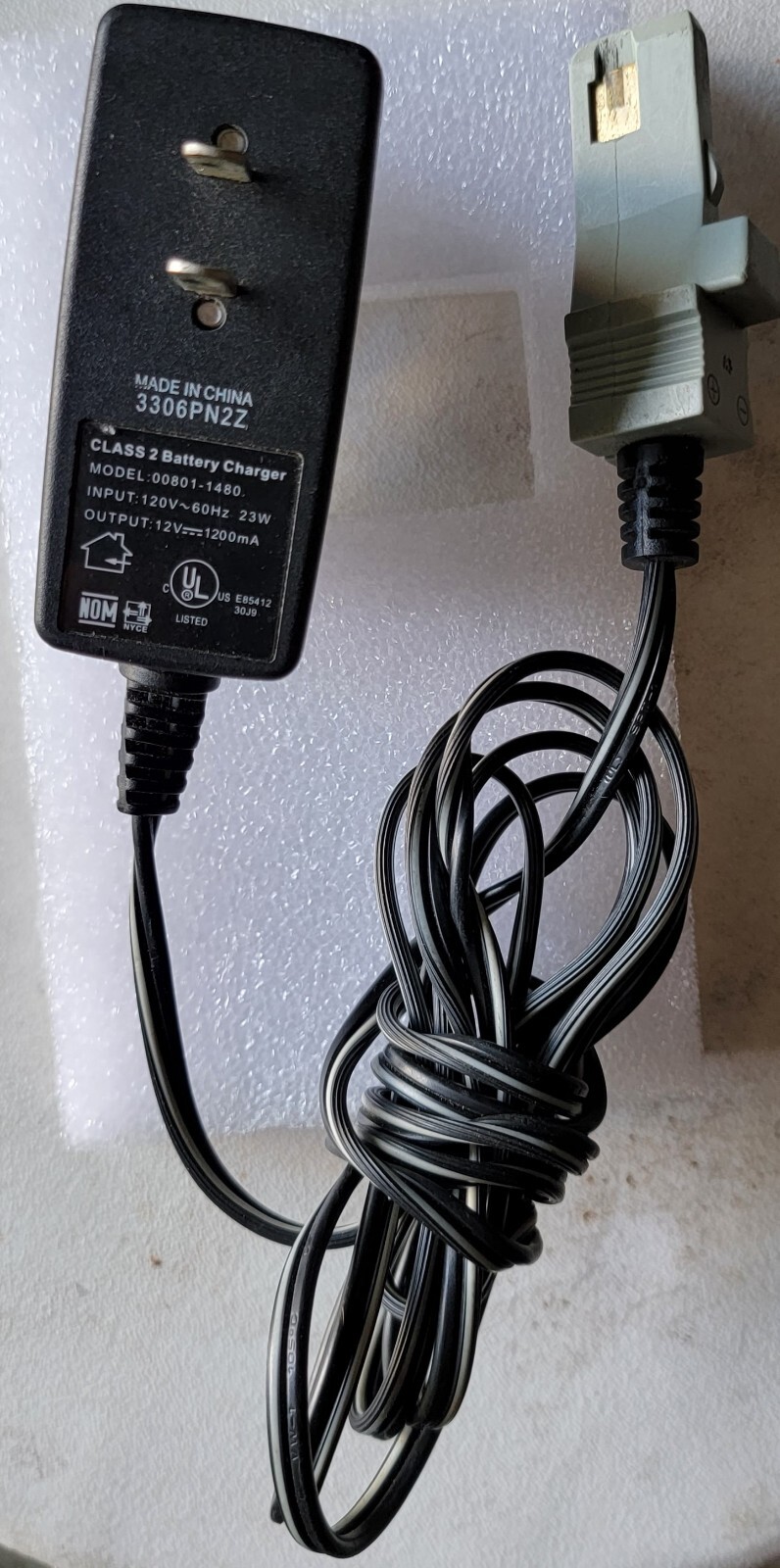 Power Wheels Grey 12V Grey Battery Charger 00801-1480, 00801-1778, 00801-2101