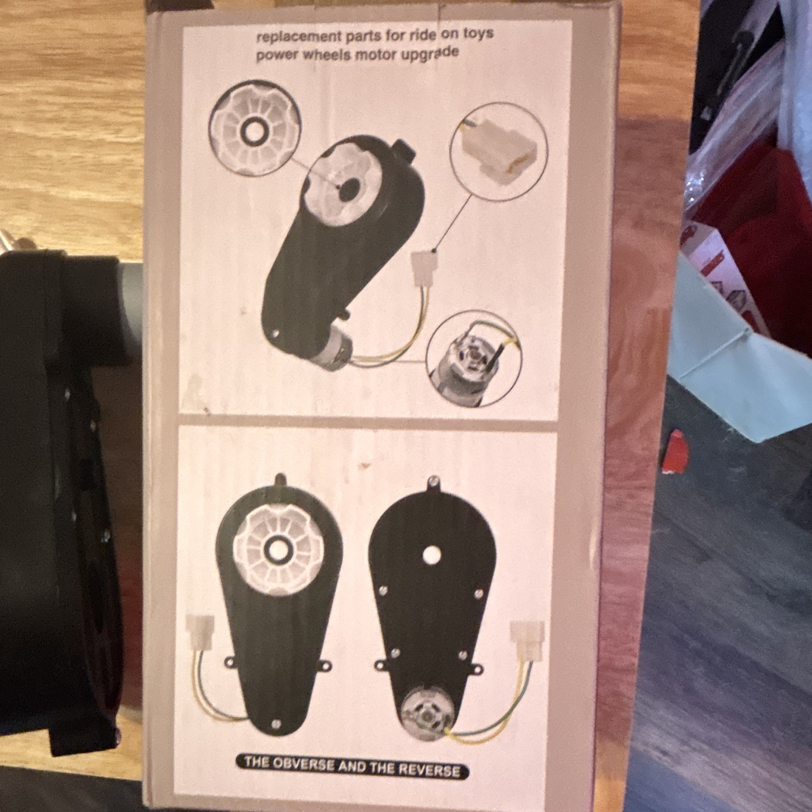 Power Wheels Ride-On Toy Replacement Motor Gearbox Assembly w/ Wiring Connectors