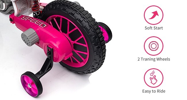 TOBBI Electric 12V Kids Ride On Motorcycle Dirt Bike w/ Training Wheels,2 Speeds