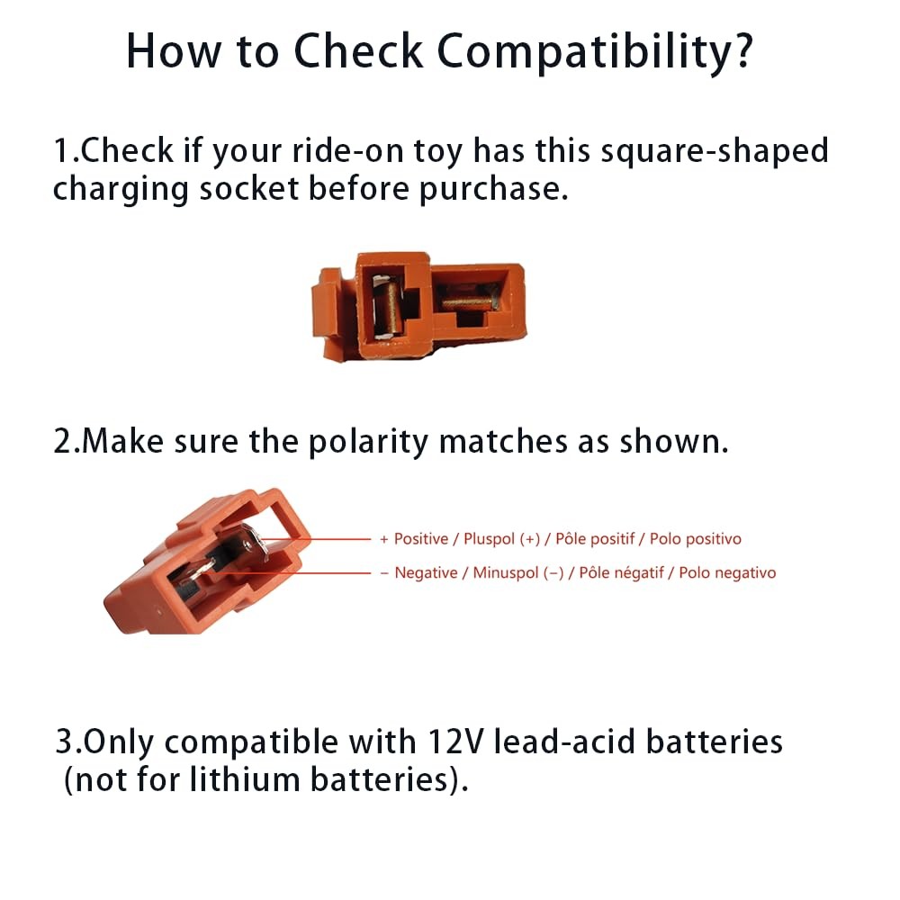 Universal 12V Charger for Kids Ride On Toys and Cars – Compatible with BMX X6…