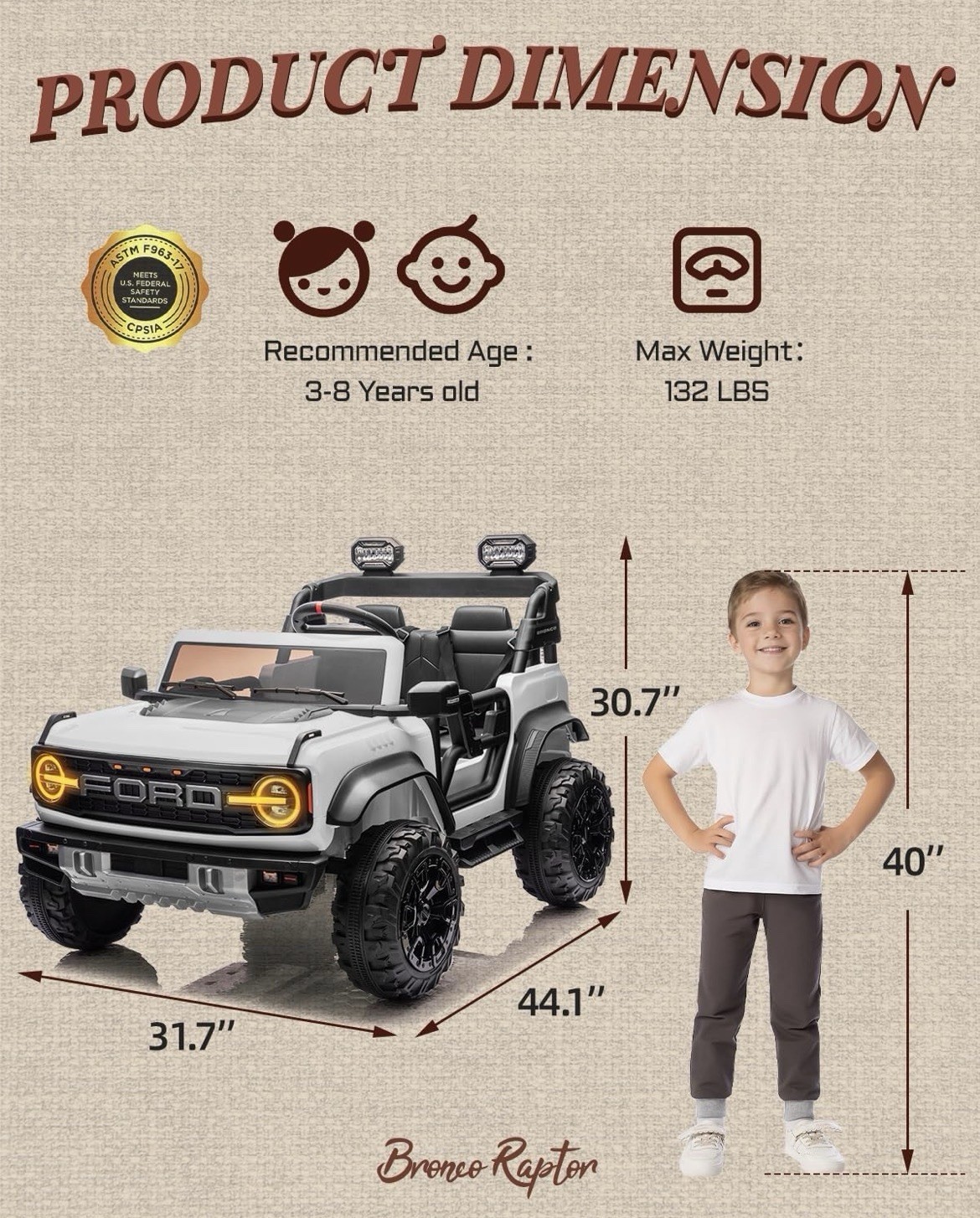First Ride On Licensed Ford Bronco Raptor 24v 2 Seater Kids Ride On Toys Car Ba
