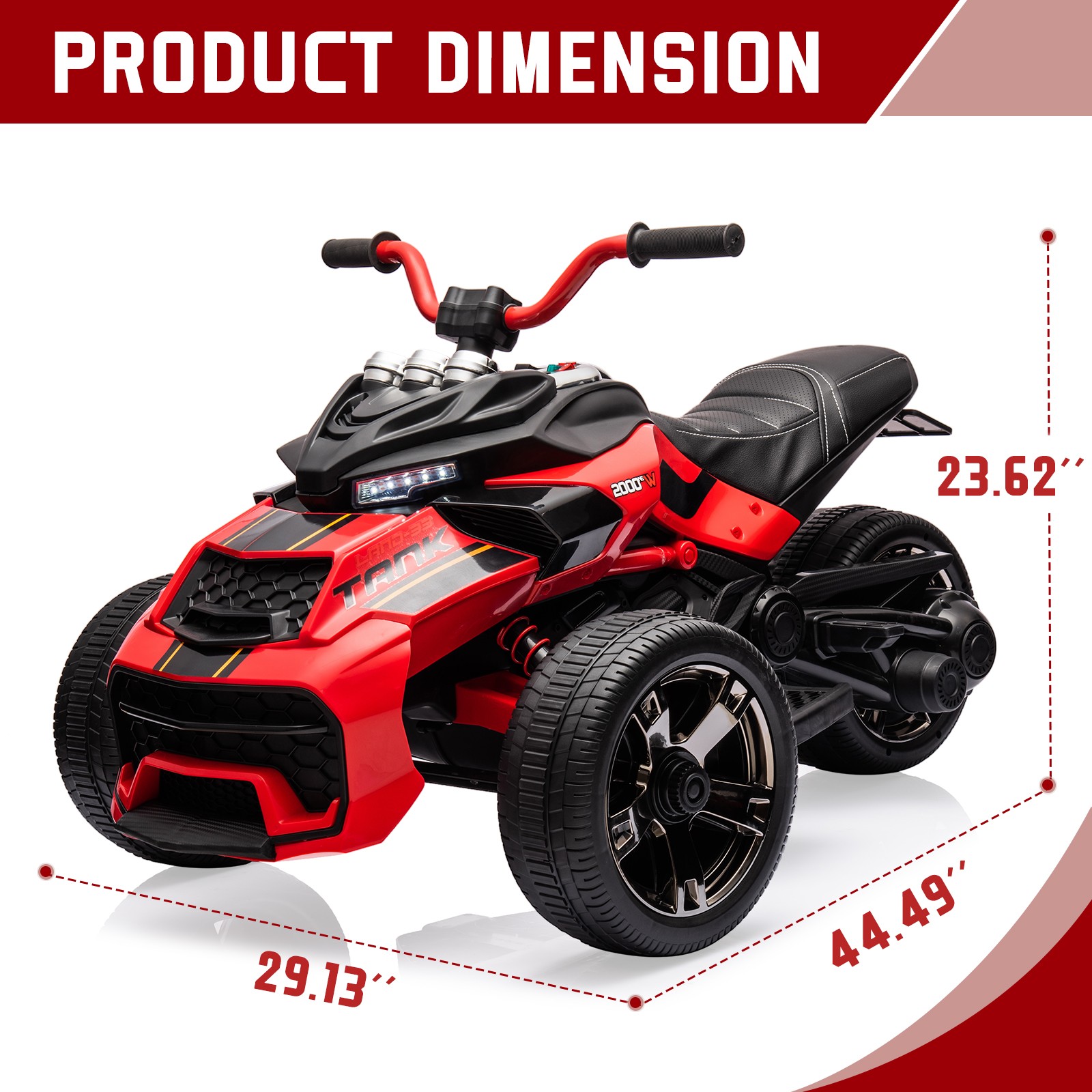Kids Electric ATV 12V 7Ah Battery 55W Dual-Motor 7mph EVA Tires Outdoor Toy, Red