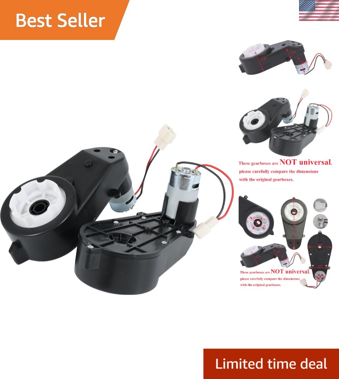 Durable 2 Pcs 550 Drive Engine Gearboxes for Kids Electric Vehicles – Safe Use