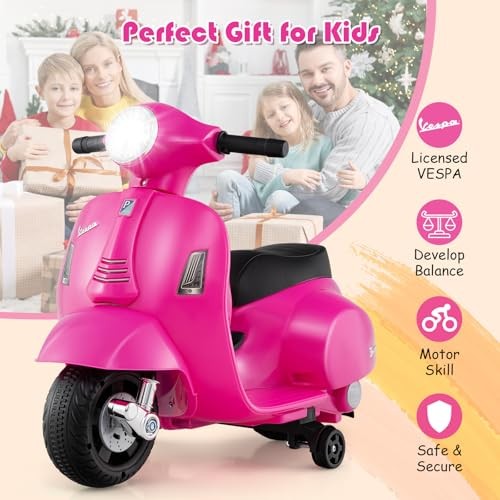Licensed Vespa Kids Motorcycle by , 6V Battery Powered Motorbike for Pink