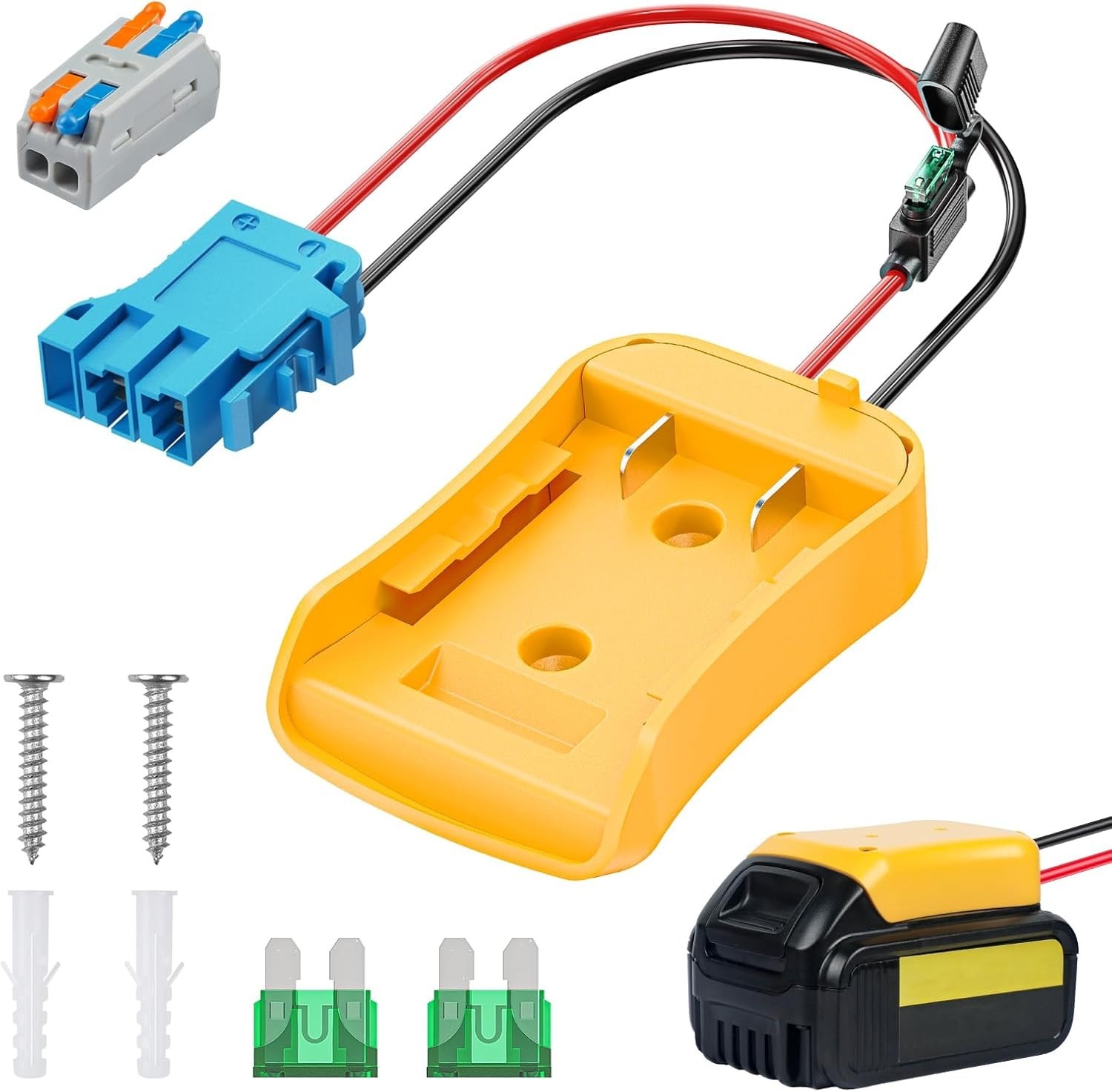 Power Wheel Adapter for DeWalt 20V Battery Peg Perego w/ Wire Harness