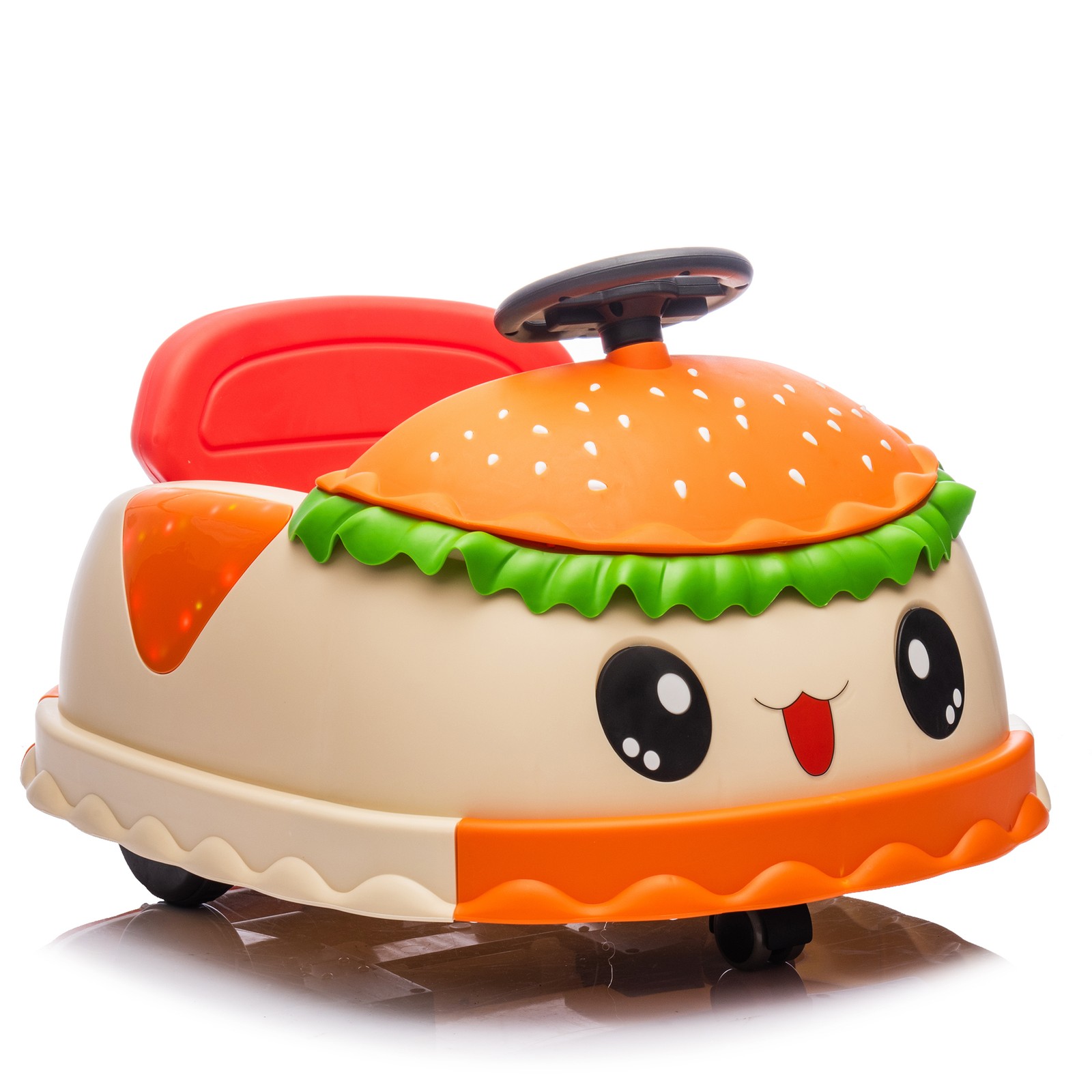 12V Kids Ride On Electric Bumper Car Cute Hamburger Design Storing Space For 2-5