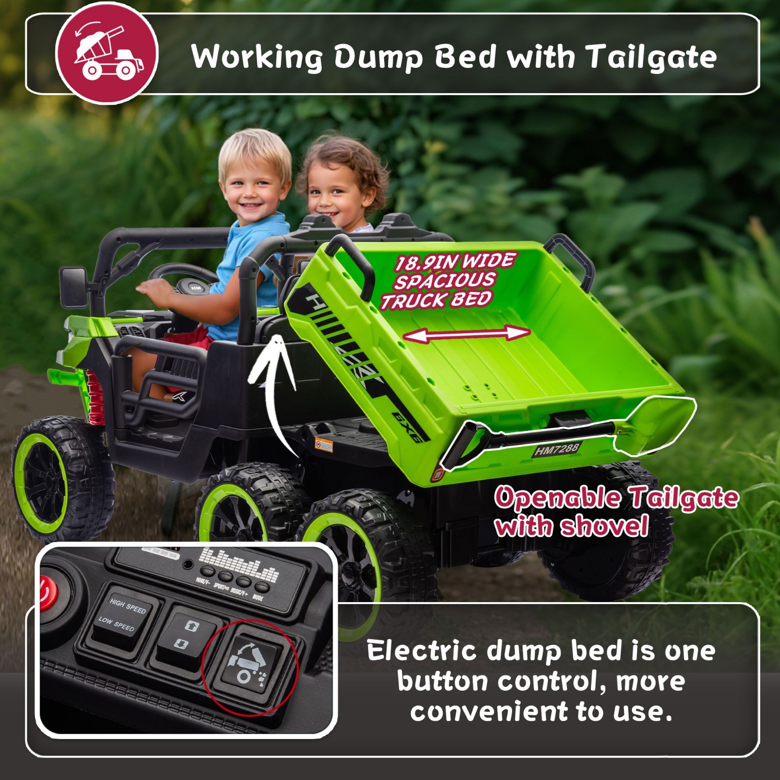 24V Kids Ride on Electric Car UTV w/Remote, LED,Battery Power Wheels Truck,Green