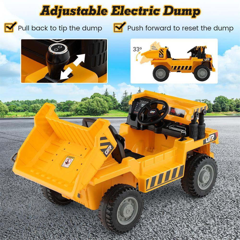 Kids Ride on Dump Truck 12-Volt Ride on Car with Electric Dump Bed 2.4G Remote C