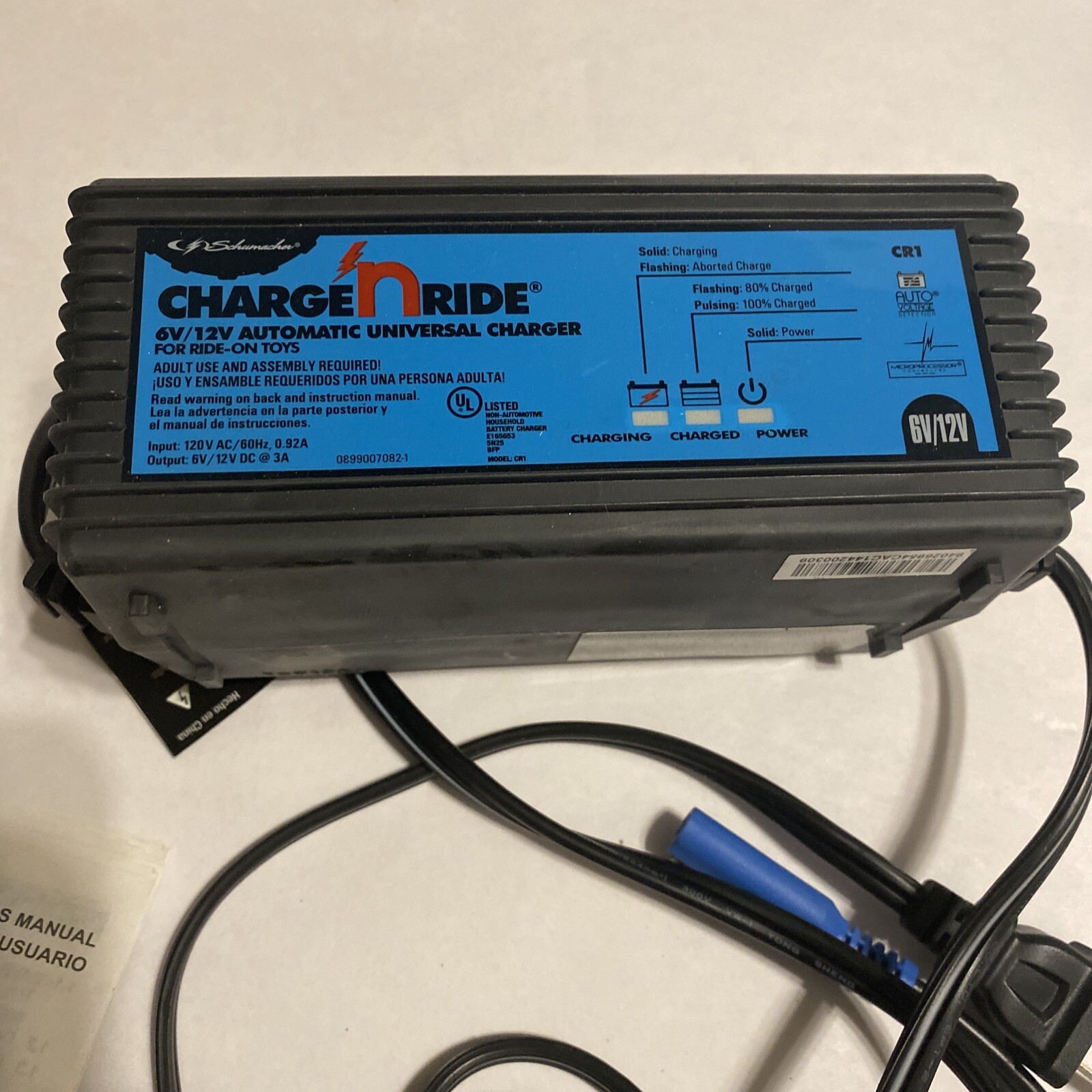 Schumacher Charge N Ride CR1 Universal Charger For Ride On Toys – 1 Connector