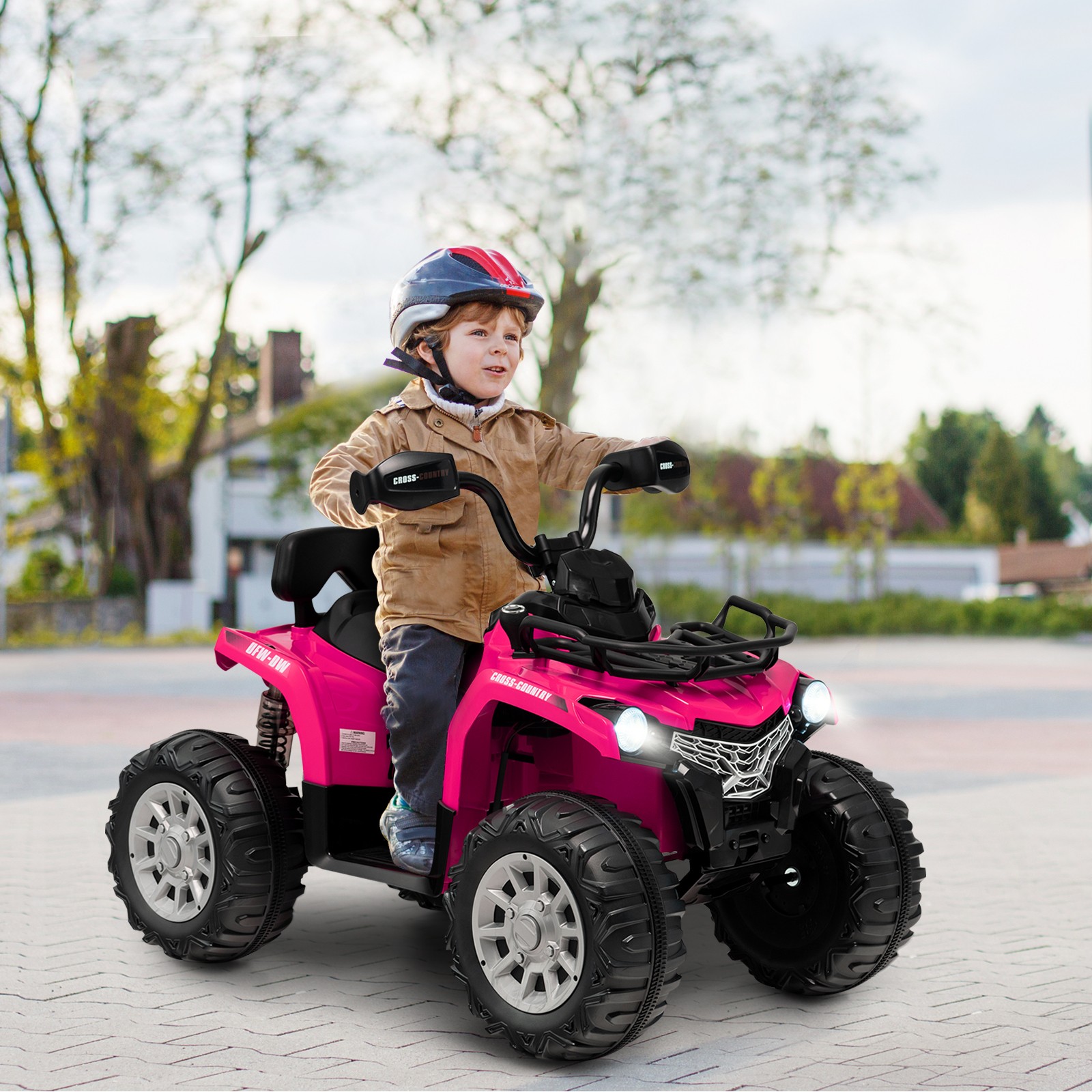 12V 2 Speeds Kids Ride ATV Electric 4-Wheeler Quad w/ Mp3 & Headlights Pink