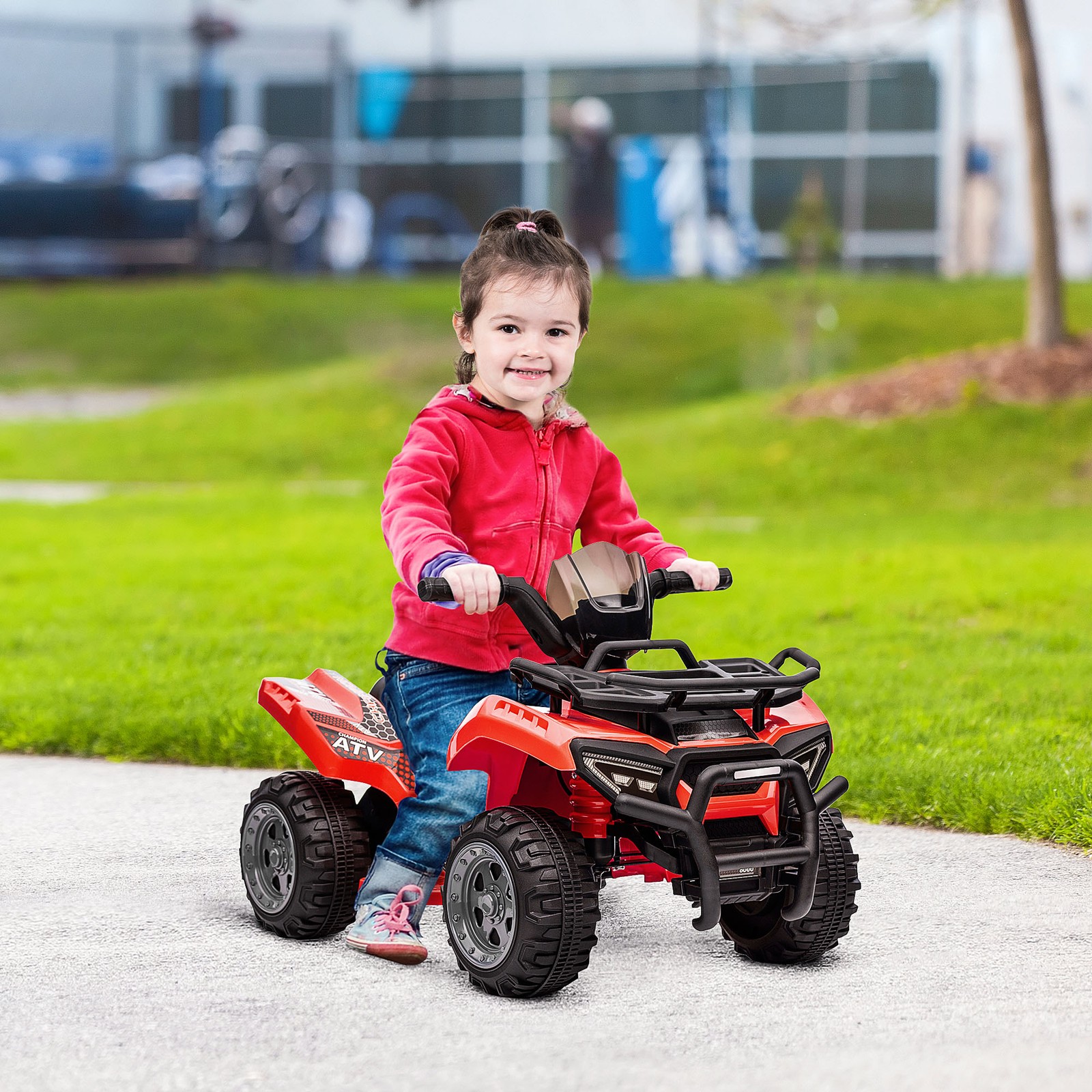 Kids Ride-on Electric Four Wheeler ATV, Quad with Music, Red