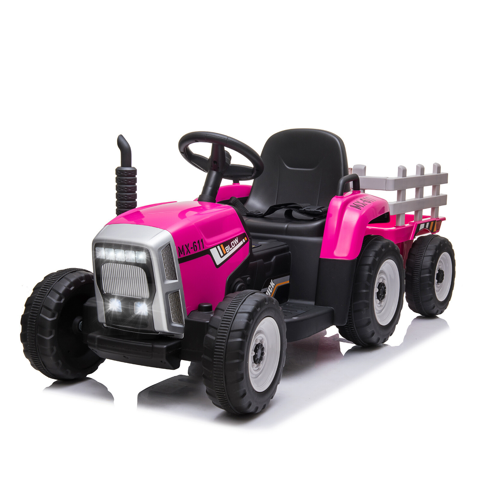 Electric 12V Kids Ride On Tractor Car Farm Truck W/Trailer Remote Control LED