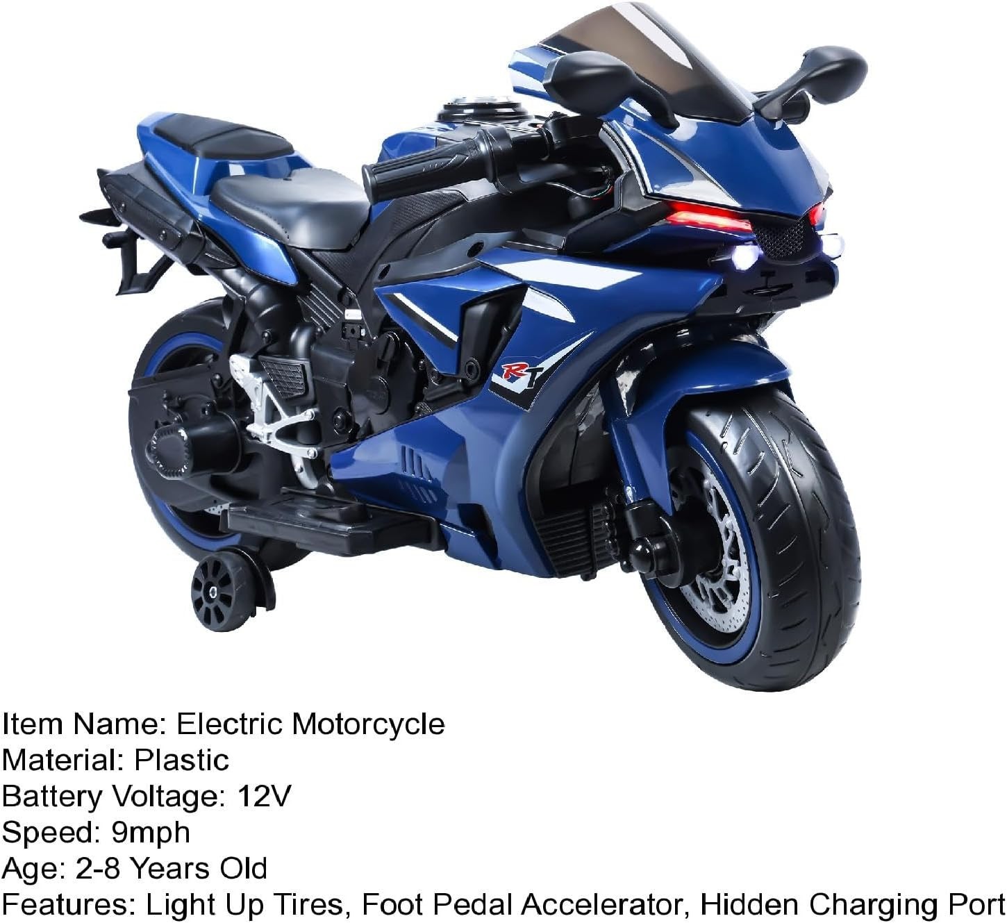 12V Kids Electric Motorcycle, Battery Powered Dirt Bike for Children 2-8 Years